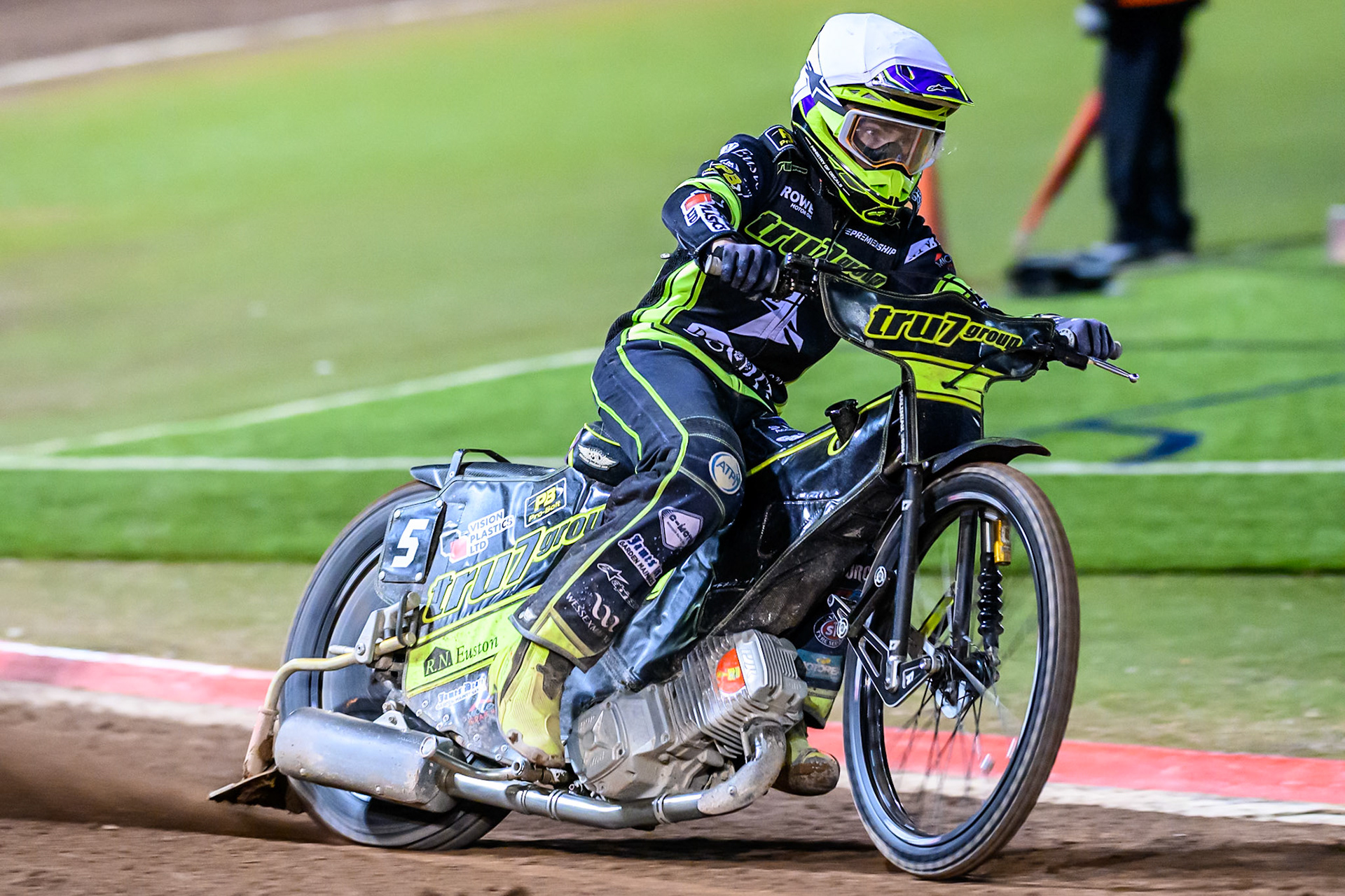 Tom Brennan of Ipswich Witches  in action during the Rowe Motor Oil Premiership Play Off Semi Final 1 (1st Leg)  between Belle Vue Aces and Ipswich Witches at the National Speedway Stadium, Manchester on Monday 8th September 2025. (Photo: Ian Charles | MI News)
