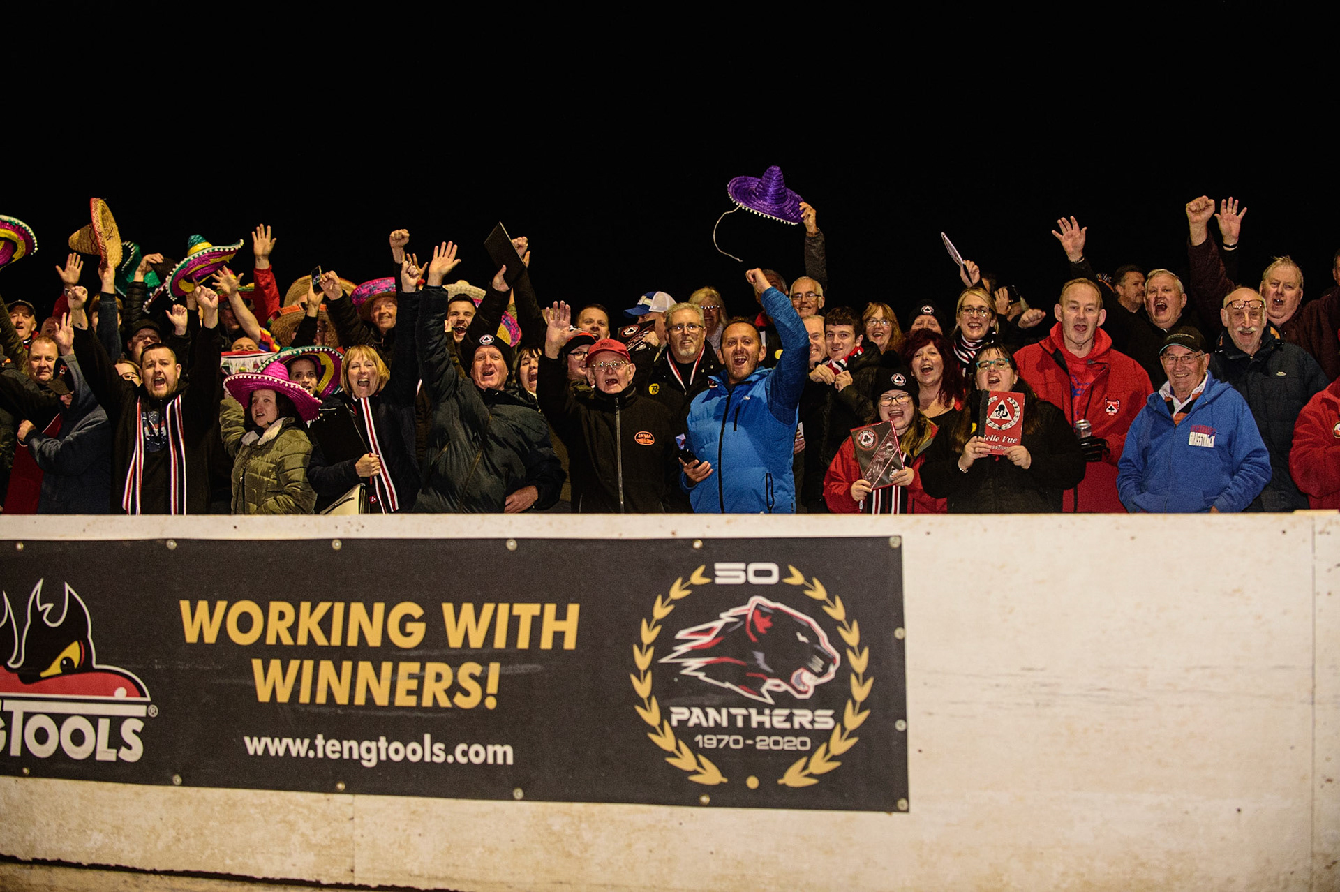 PETERBOROUGH, UK. OCT 14TH Belle Vue BikeRight Aces  fans during the SGB Premiership Grand Final 2nd leg between Peterborough and Belle Vue Aces at East of England Showground, Peterborough on Thursday 14th October 2021. (Credit: Ian Charles | MI News)