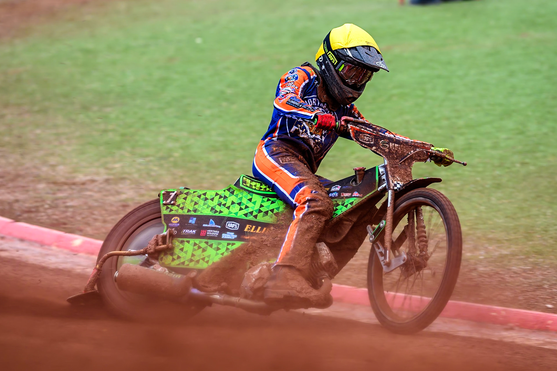 Luke Harrison of Northampton Foxes in action during the Rowe Motor Oil Premiership match between Belle Vue Aces and Northampton Foxes at the National Speedway Stadium, Manchester on Monday 4th May 2026. (Photo: Ian Charles | MI News)