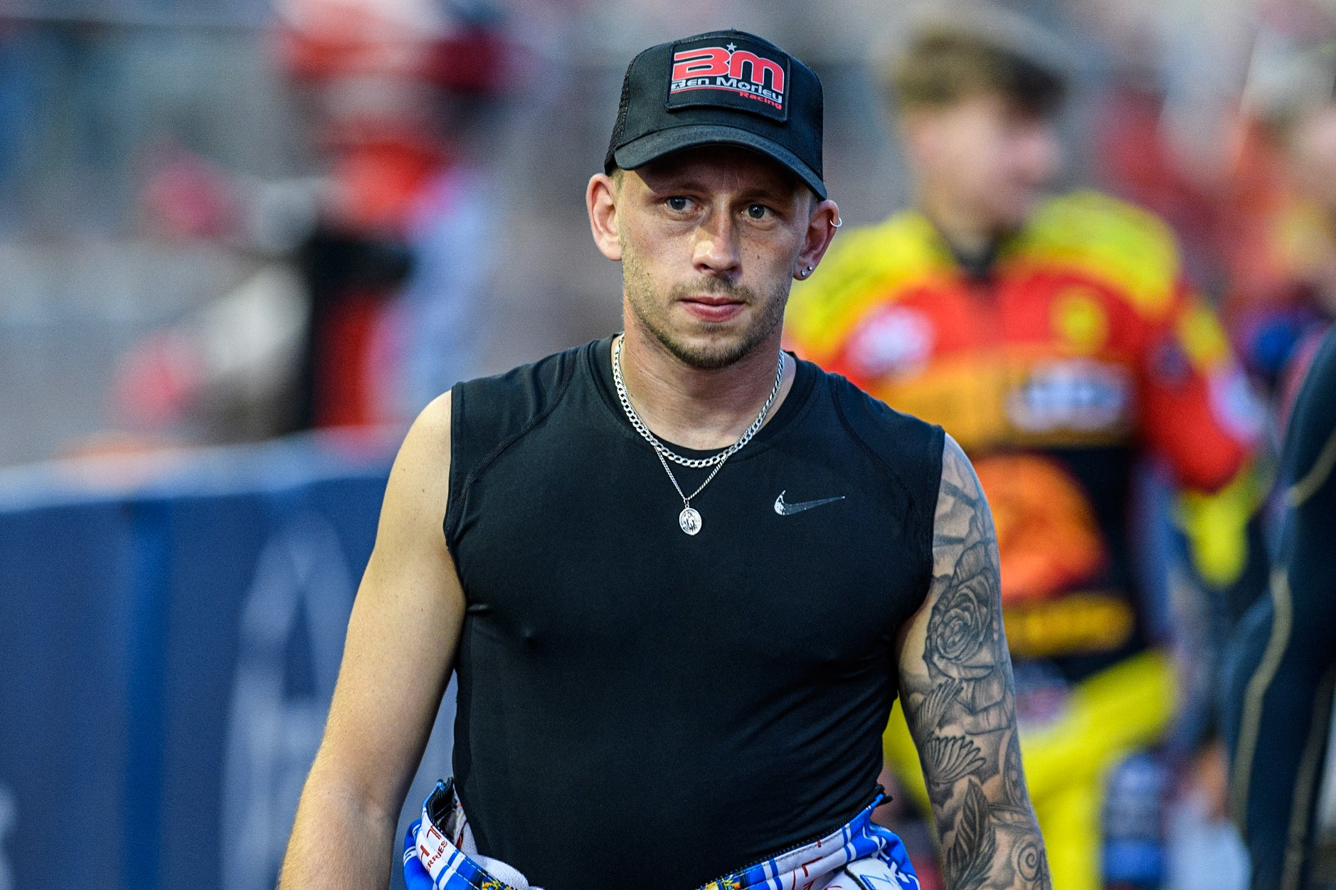 Ben Morley - guest rider for Leicester Watling JCB Lion Cubs during the National Development League match between Belle Vue Colts and Leicester Lion Cubs at the National Speedway Stadium, Manchester on Friday 8th September 2023. (Photo: Ian Charles | MI News)