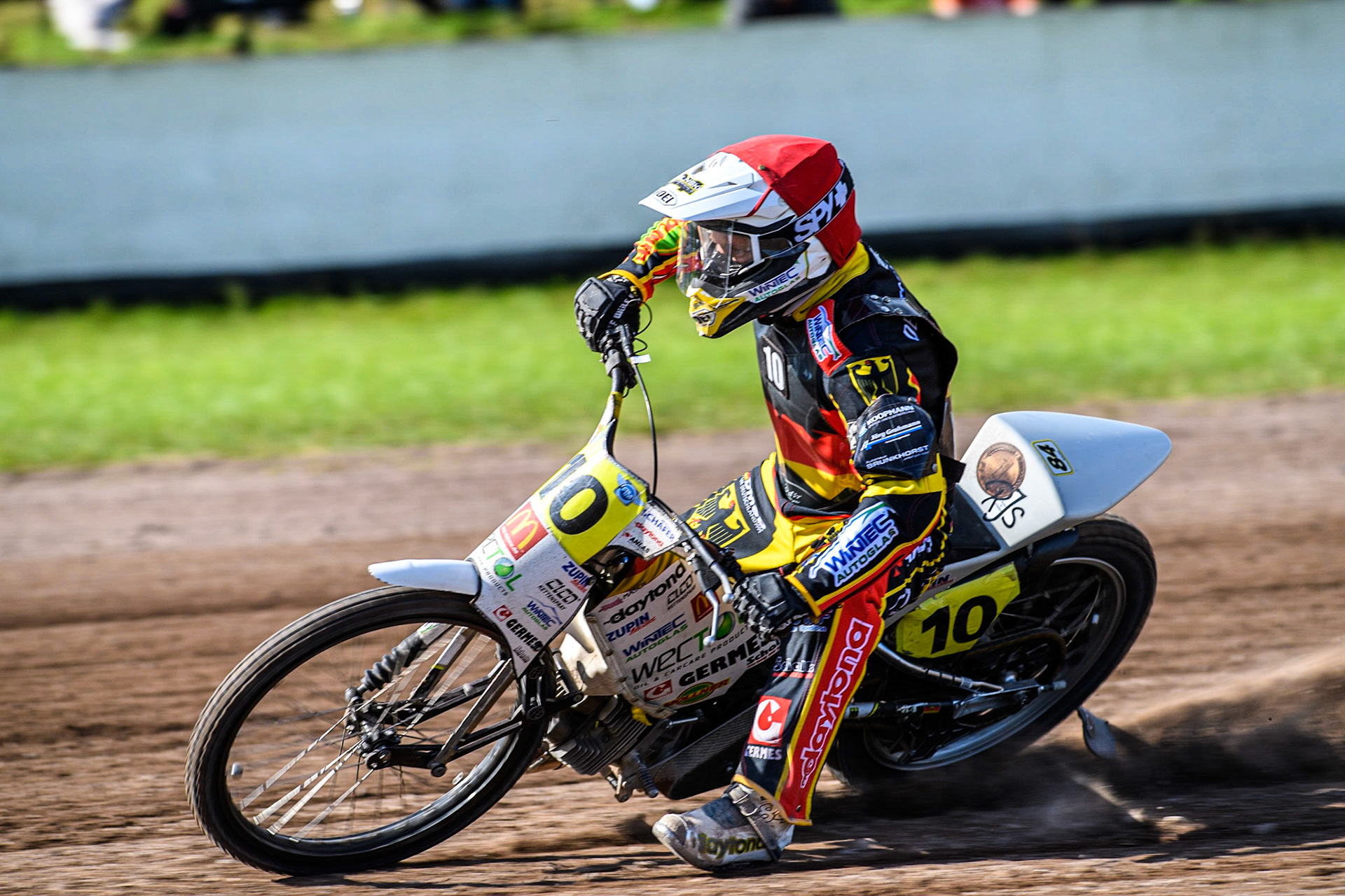 Martin Smolinski practices  during the FIM Long Track Of Nations event at the Speed Centre Roden on Sunday 24th September 2023. (Photo: Ian Charles | MI News)