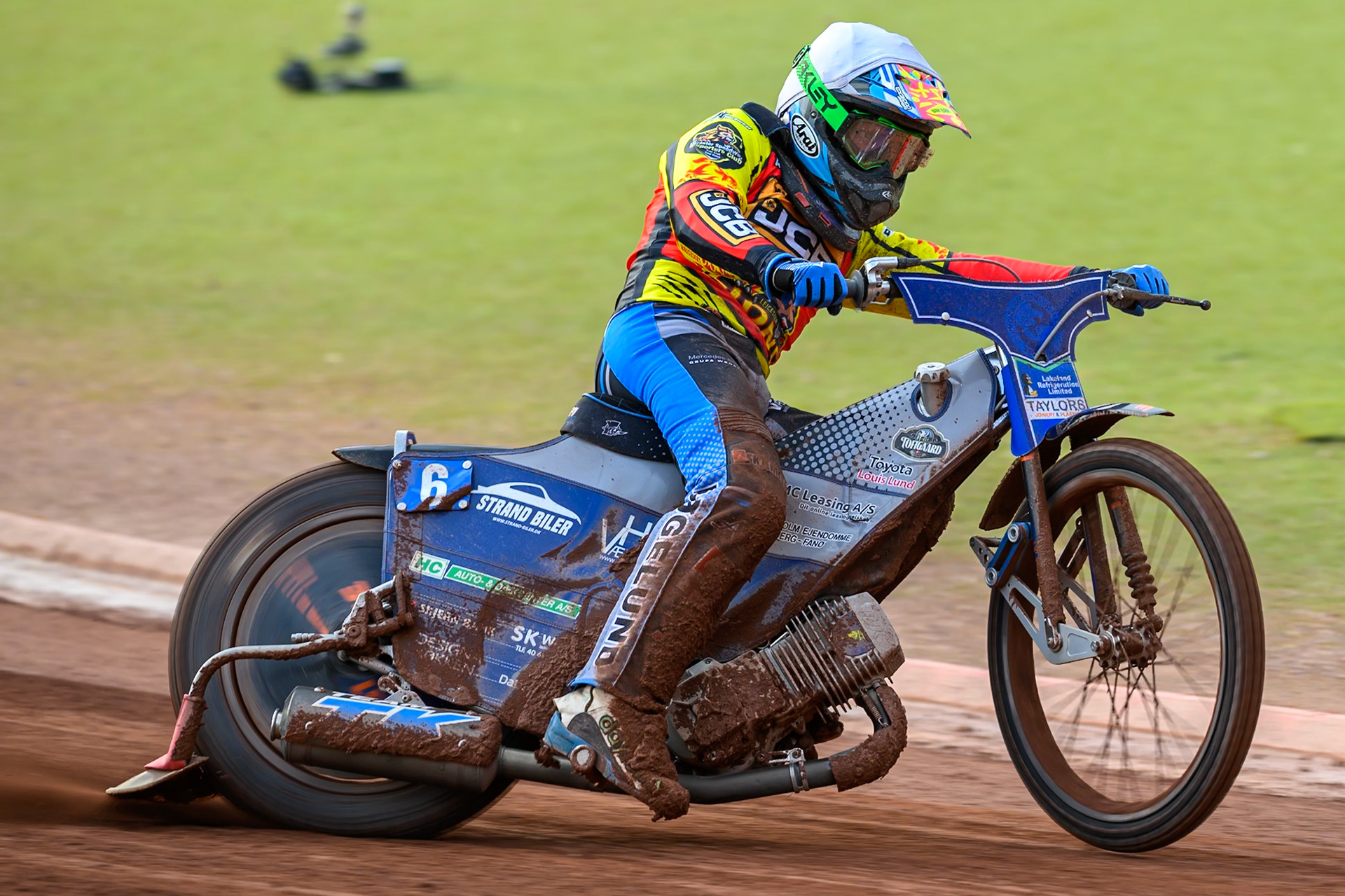 Jonas Jeppesen Guest rider for Leicester Lions in action during the Rowe Motor Oil Premiership match between Belle Vue Aces and Leicester Lions at the National Speedway Stadium, Manchester on Monday 3rd August 2026. (Photo: Ian Charles | MI News)