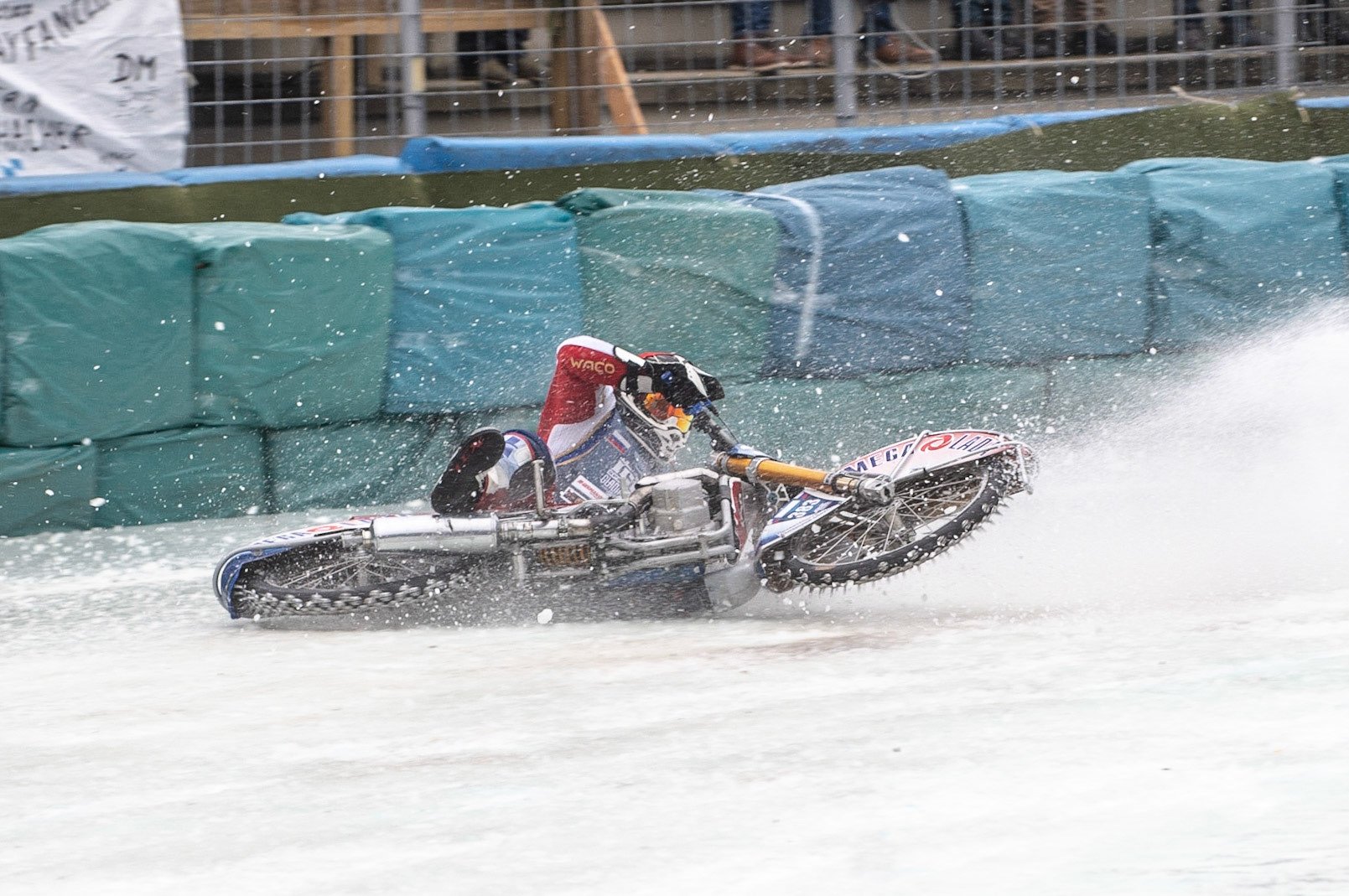 Photo: Ian Charles

Nikita Toloknov (383) spins out on the wet ice

FIM Ice Speedway Gladiators World Championship, Final 3.2, Horst-Dohm Eisstadion, Berlin, Germany Sunday  3  March  2019