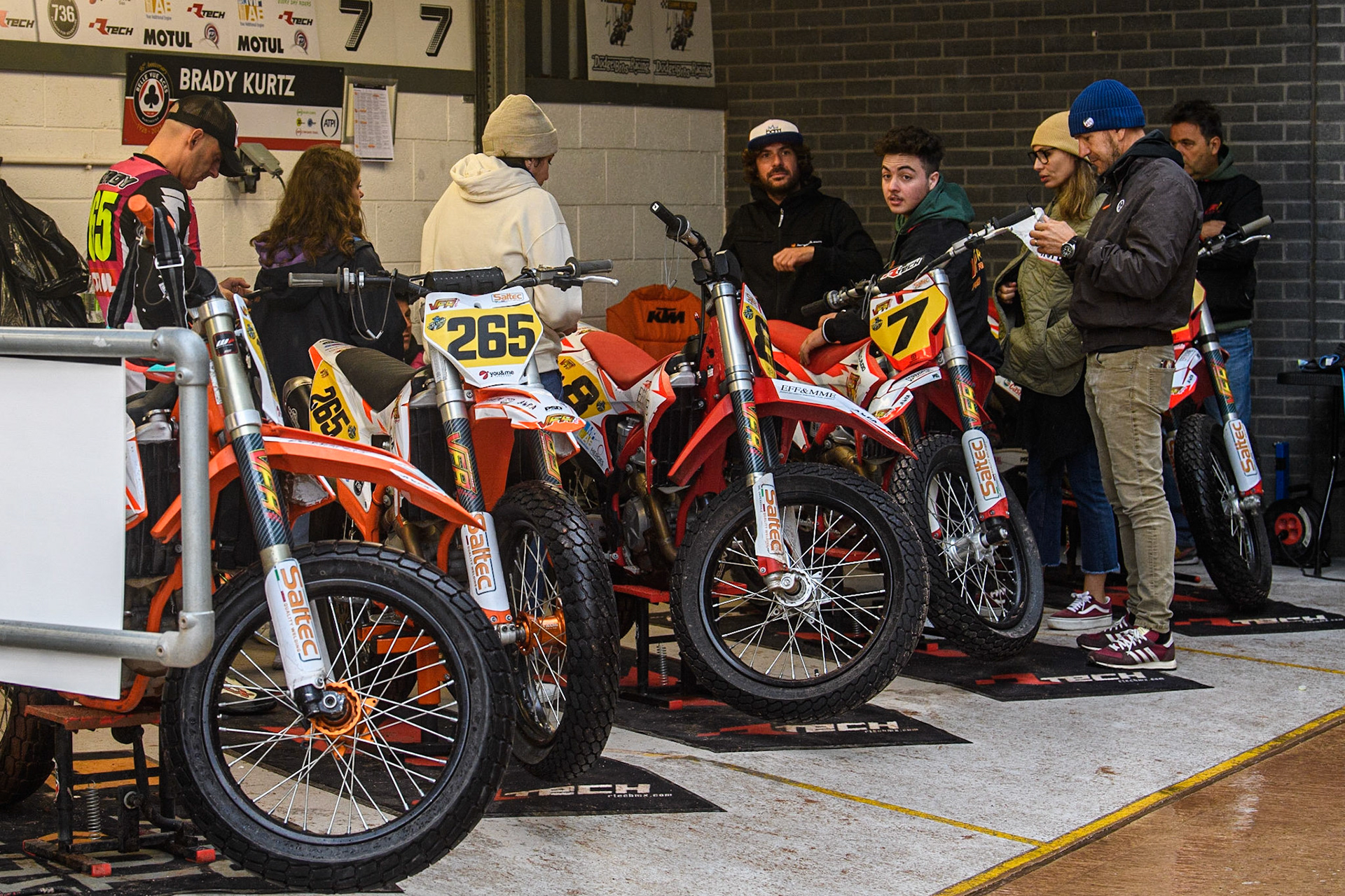 The Italian Team pit during the FIM World Flat Track Championship Round 1 at the National Speedway Stadium, Manchester on Saturday 5th August 2023. (Photo: Ian Charles | MI News)