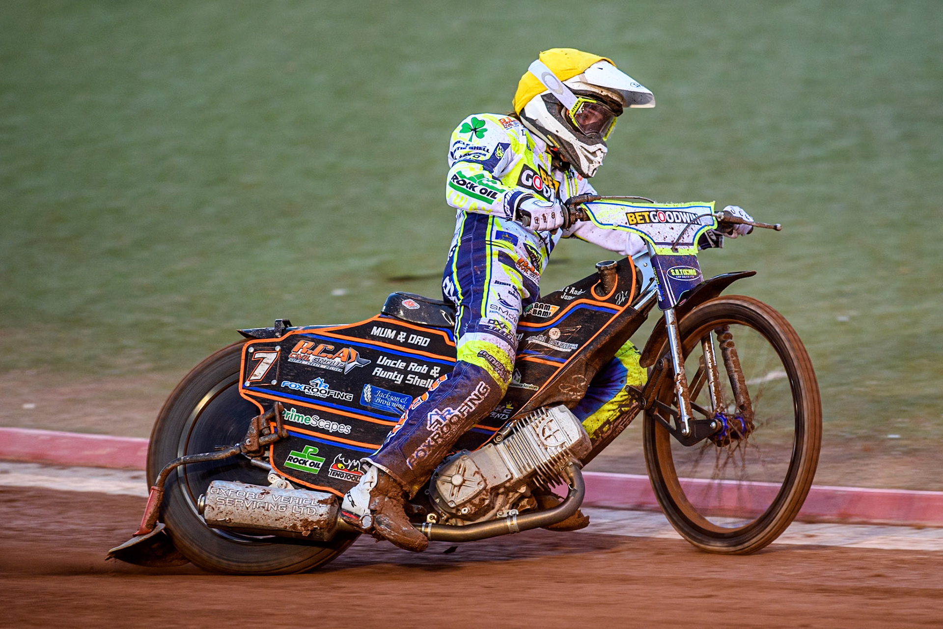 Oxford Spires' Luke Killeen in action during the Rowe Motor Oil Premiership match between Belle Vue Aces and Oxford Spires at the National Speedway Stadium, Manchester on Monday 14th April 2025. (Photo: Ian Charles | MI News)