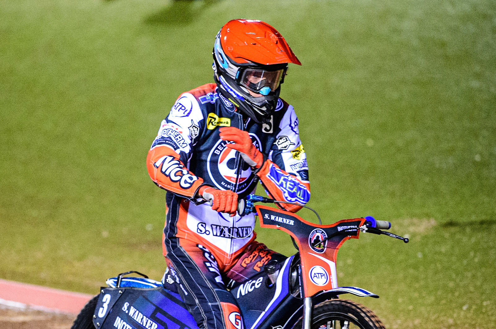 Matej Zagar makes his way to the start and waves to the fans during the SGB Premiership Grand Final 1st leg between Belle Vue Aces and Sheffield Tigers at the National Speedway Stadium, Manchester on Monday 10th October 2022. (Credit: Ian Charles | MI News)