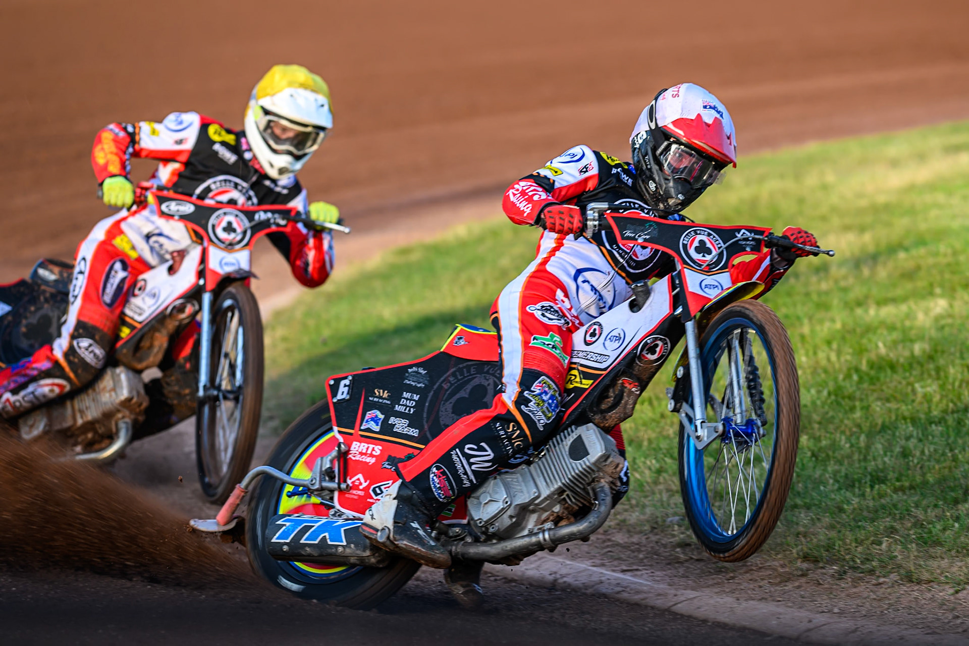 Belle Vue Aces' Tate Zischke picks up some drive exiting the turn during the Rowe Motor Oil Premiership match between Birmingham Brummies and Belle Vue Aces at Perry Bar Stadium, Birmingham on Monday 2nd June 2025. (Photo: Ian Charles | MI News)