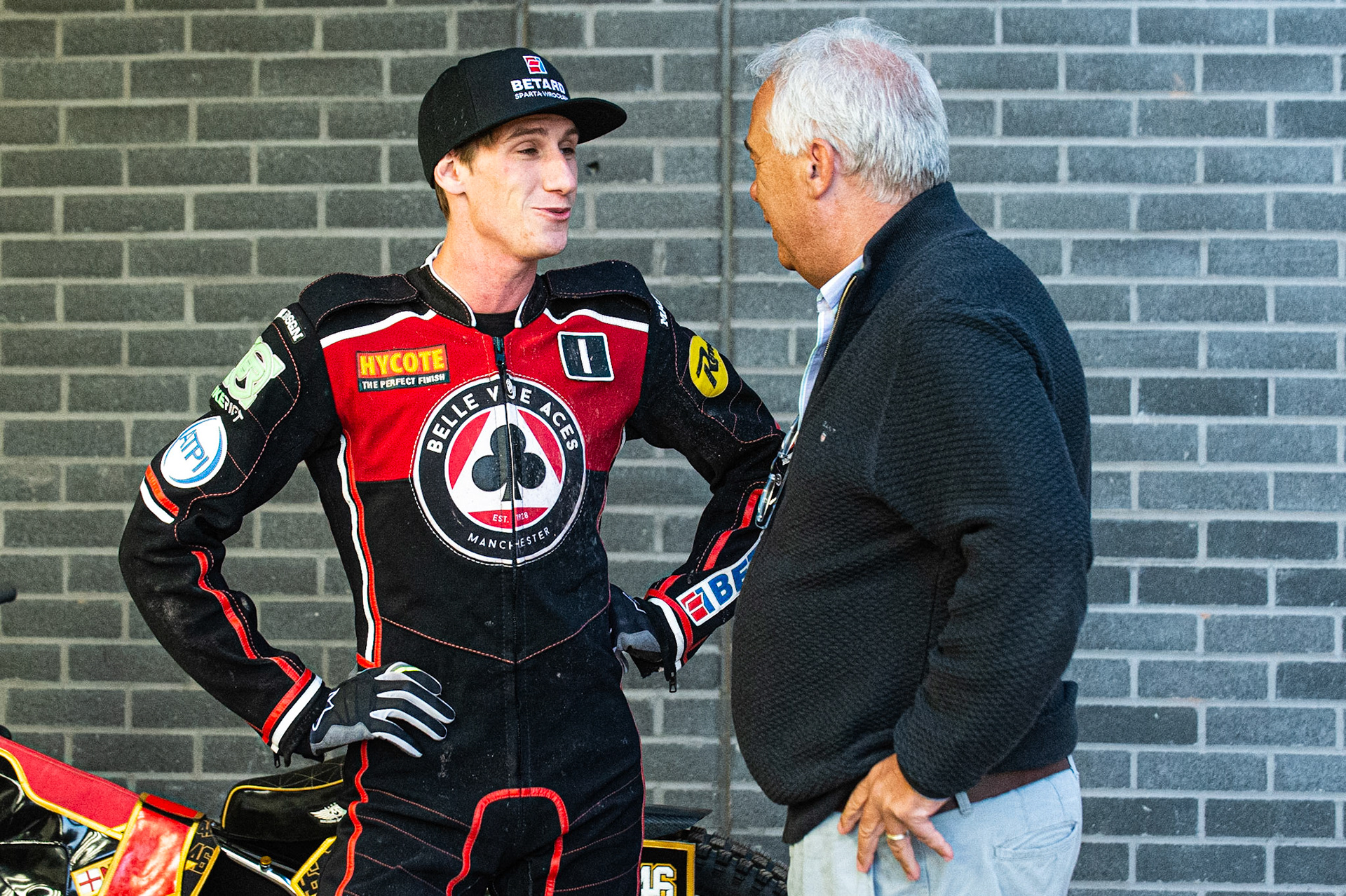 Photo by Ian Charles

Max Fricke  (left) with Belle Vue Co-Owner Robin Southwell


Belle Vue Aces v Swindon Robins, British Speedway Premiership, Belle Vue National Speedway Stadium, Manchester, Monday 12  August  2019