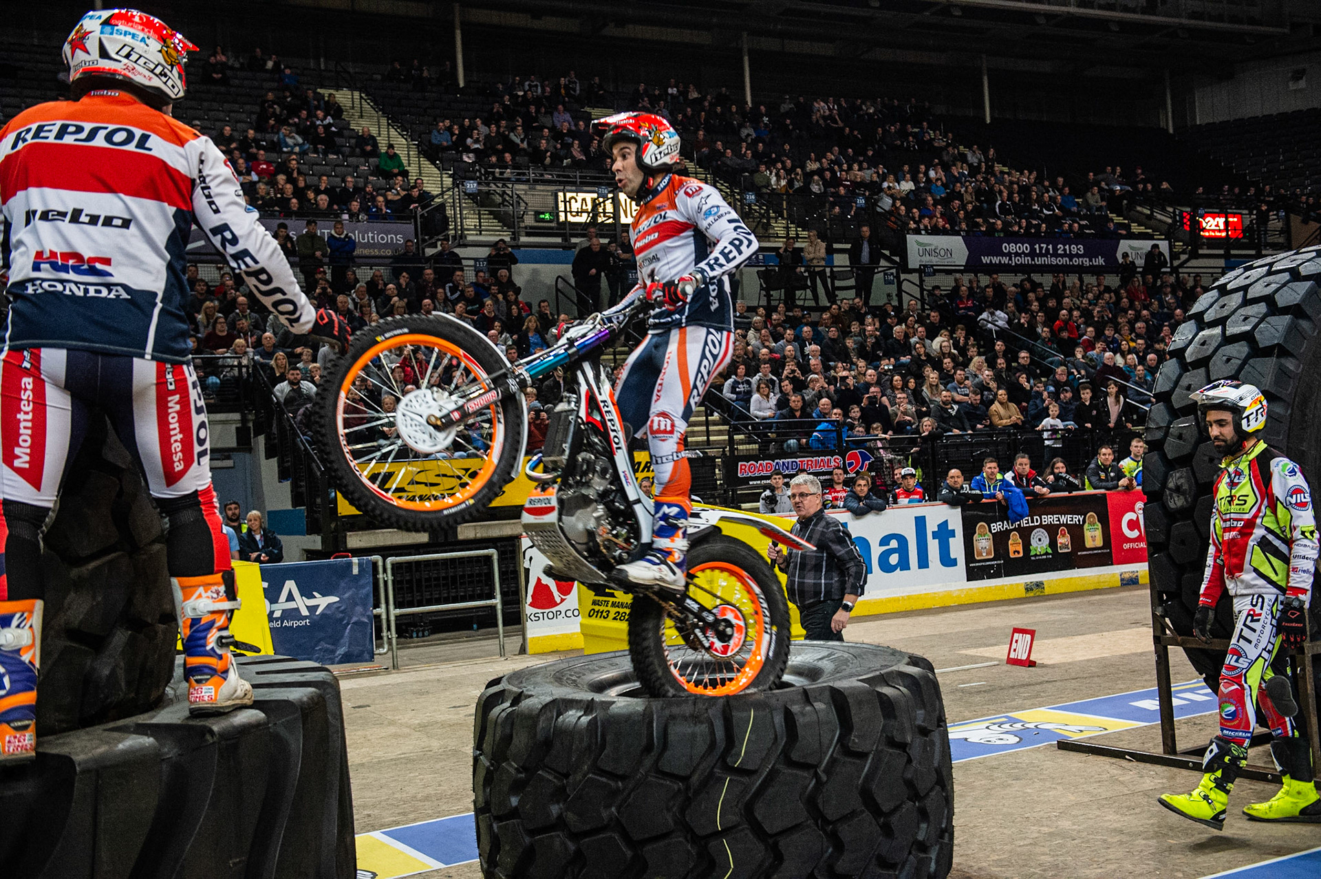 SHEFFIELD, ENGLAND  - DECEMBER 28TH  Tony Bou, Spain (Montessa)   during the 25th Anniversary Sheffield Indoor Trial at the FlyDSA Arena, Sheffield on Saturday 28th December 2019. (Credit: Ian Charles | MI News)