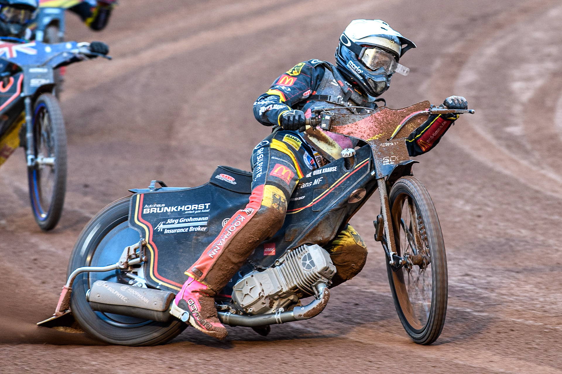Kai Huckenbeck of Germany in action during the Monster Energy FIM Speedway of Nation Final at the National Speedway Stadium, Manchester on Saturday 13th July 2024. (Photo: Ian Charles | MI News)