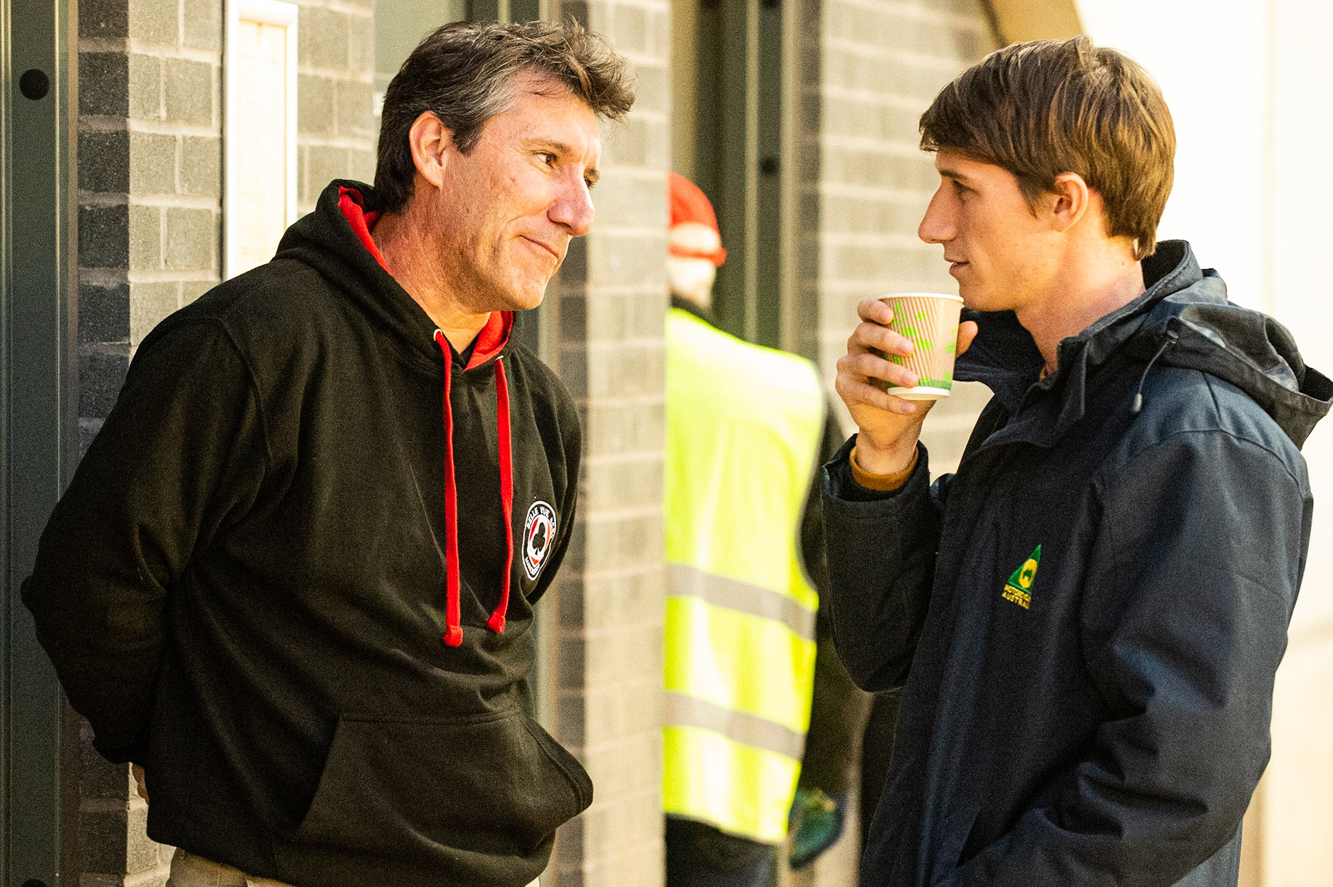 Photo: Ian Charles

Mark Lemon (left) chats with Aces Team Captain, Max Fricke

Belle Vue Colts v Cradley Heathens, SGB National League KO Cup Semi Final 2nd Leg, Belle Vue National Speedway Stadium, Manchester, Wednesday 18  September  2019