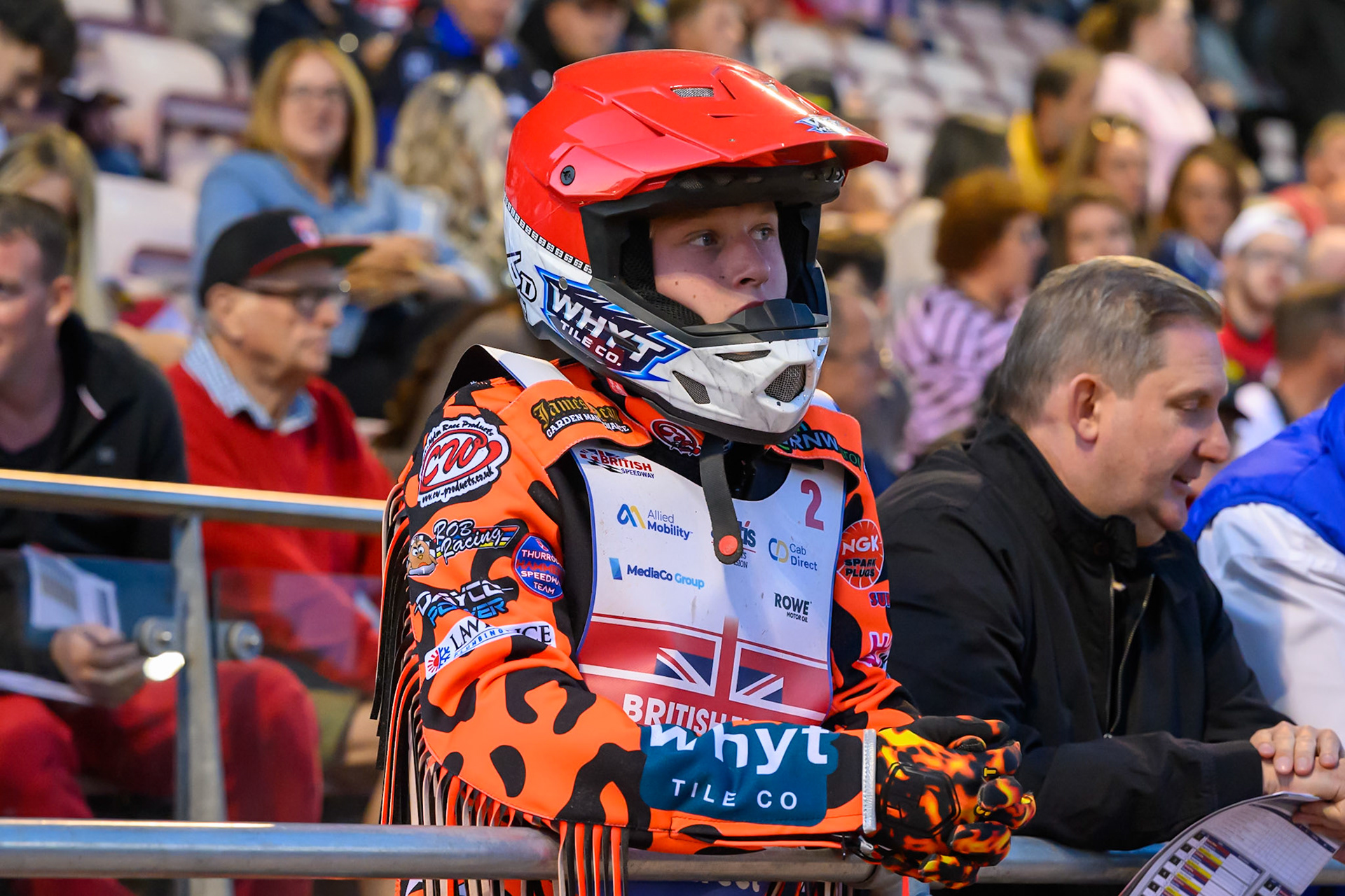 Cooper Rushen (2)  watches the racing before hs next heat during the Cab Direct British Speedway Championship Final at the National Speedway Stadium, Manchester on Saturday 15th August 2026. (Photo: Ian Charles | MI News)