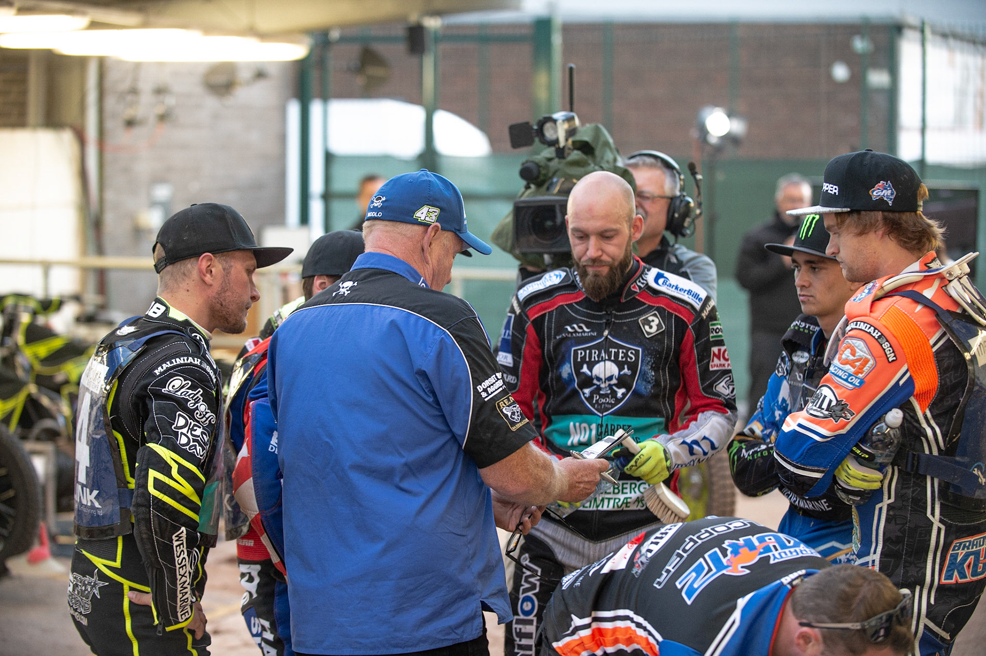 Photo by Ian Charles

Pirates team meeting

Belle Vue Aces v Poole Pirates, British Speedway Premiership, Belle Vue National Speedway Stadium, Manchester, Monday 1  July  2019