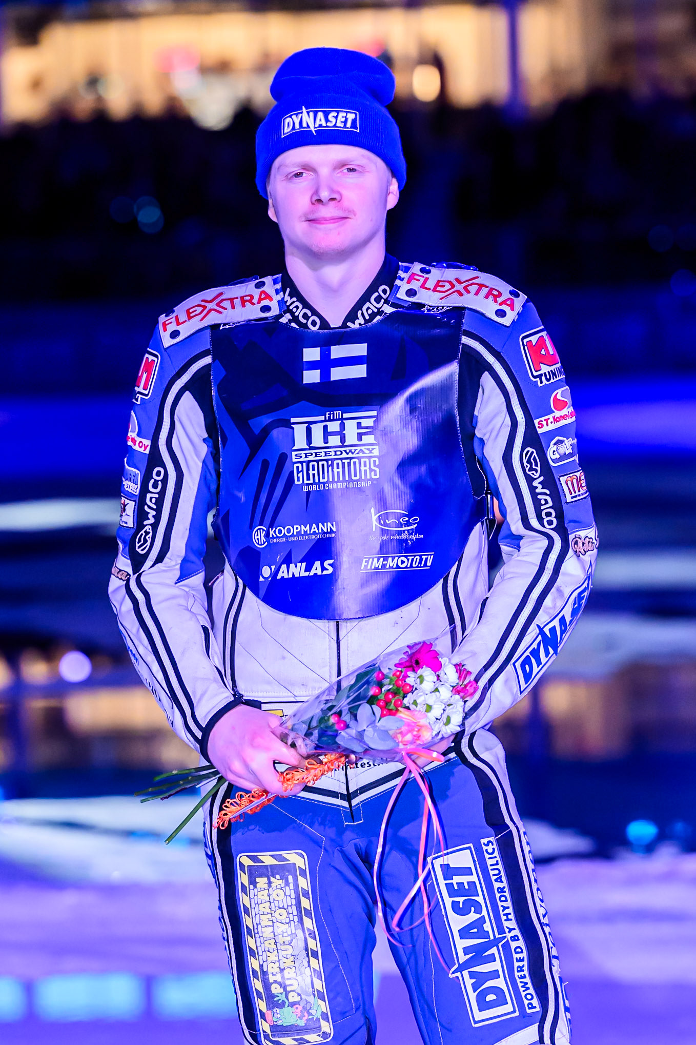 Max Koivula (24) of Finland during the FIM Ice Speedway Gladiators World Championship Final 3 at Ice Rink Thialf, Heerenveen on Saturday 11th April 2026. (Photo: Ian Charles | MI News)