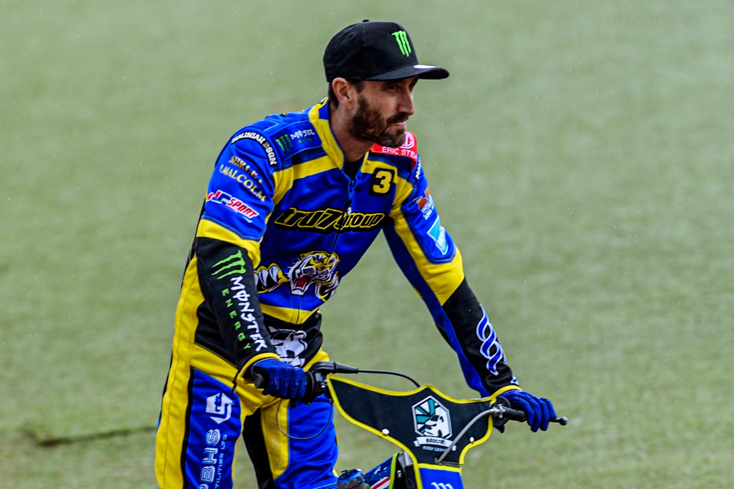 Chris Holder on the parade lap during the Rowe Motor Oil Premiership match between Belle Vue Aces and Sheffield Tigers at the National Speedway Stadium, Manchester on Monday 27th May 2024. (Photo: Ian Charles | MI News)