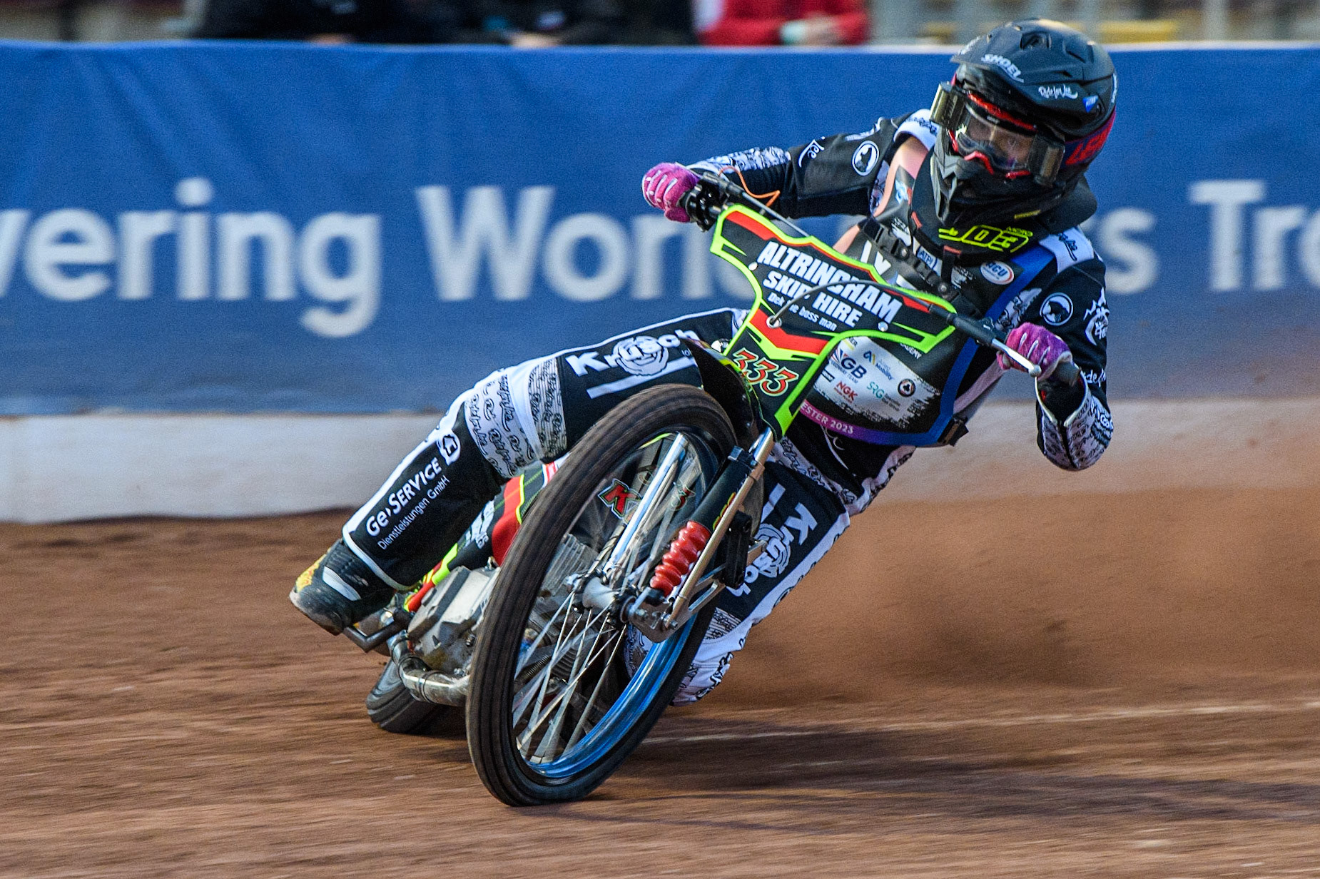 Celina Liebmann in action during the Sports Insure Premiership match between Belle Vue Aces and Wolverhampton Wolves at the National Speedway Stadium, Manchester on Monday 3rd July 2023. (Photo: Ian Charles | MI News)
