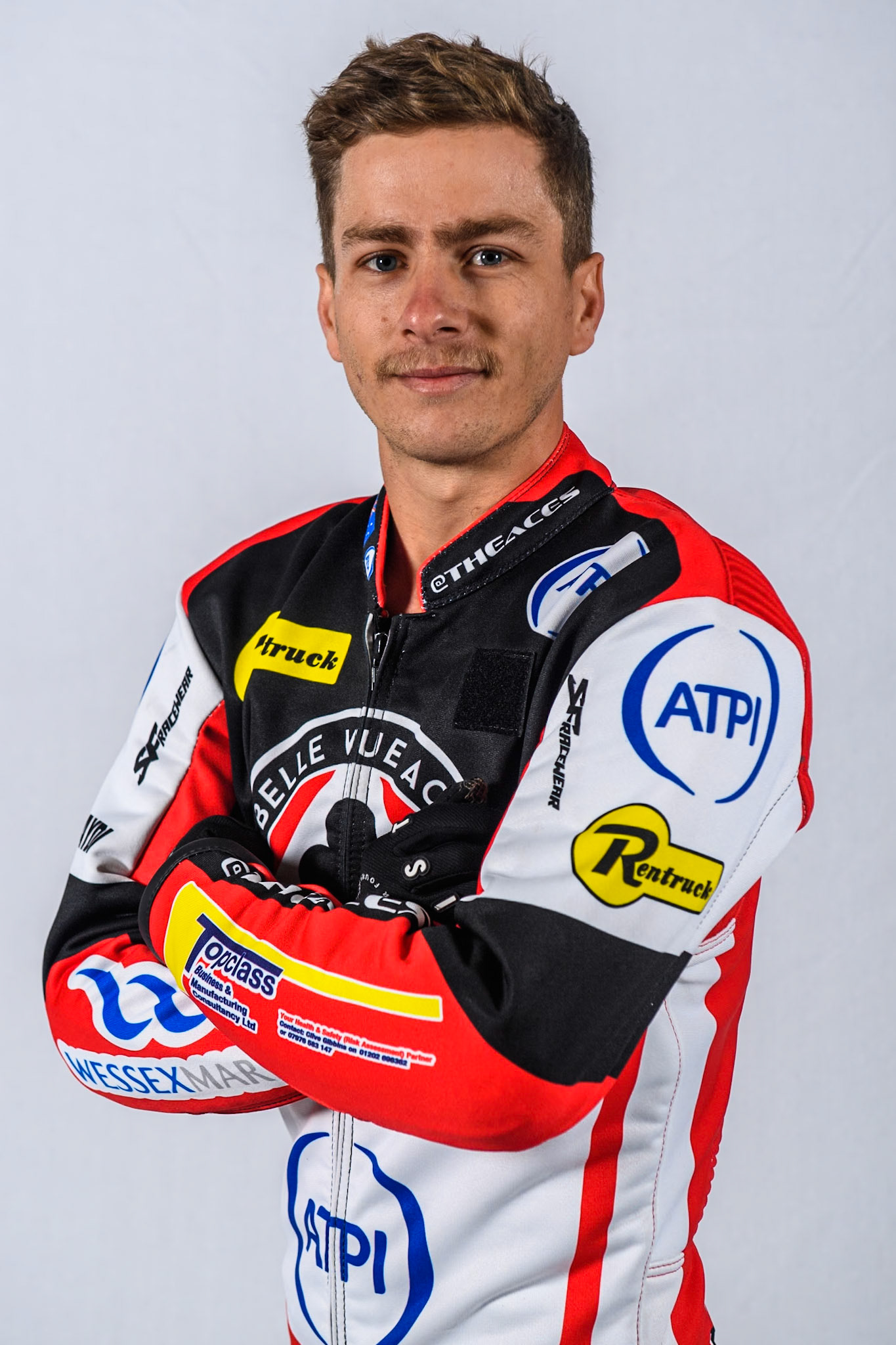 Belle Vue Aces' rider Ben Cook during the Belle Vue Aces Media Day at the National Speedway Stadium, Manchester on Monday 11th March 2024. (Photo: Ian Charles | MI News)