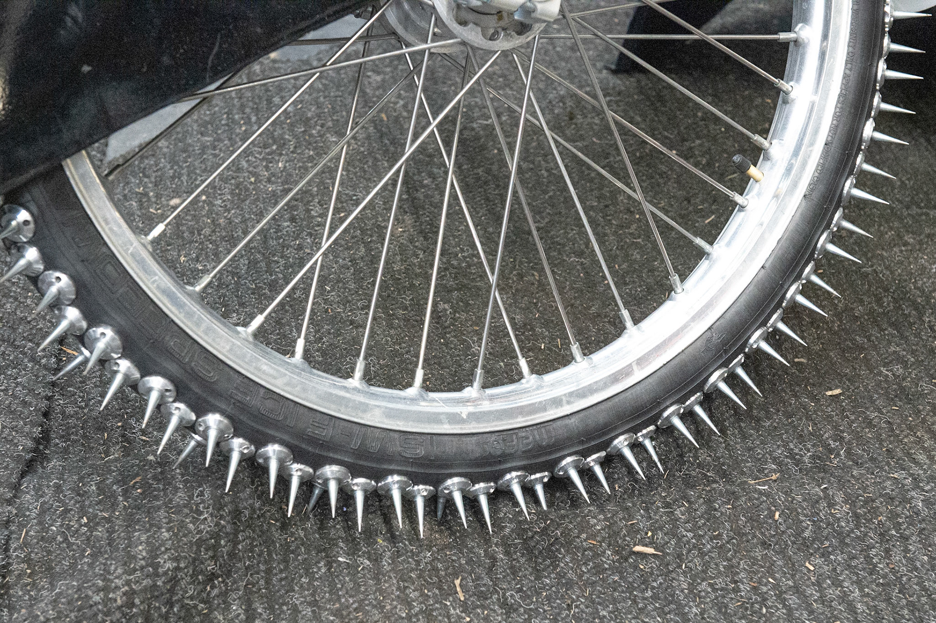 BERLIN GERMANY  - March 1   Spikes on tyre during the Ice Speedway of Nations at the Horst-Dohm-Eisstadion, Berlin,  on Sunday 1 March 2020. (Credit: Ian Charles | MI News)