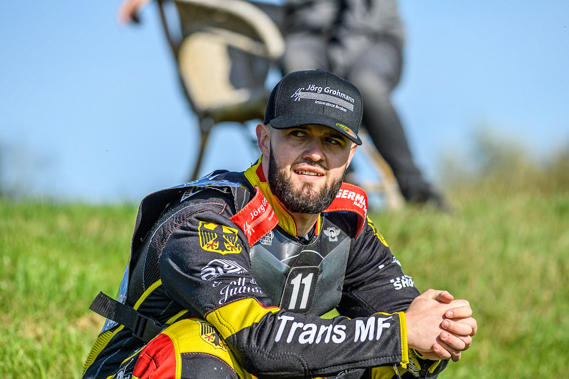 Erik Riss watches practice during the FIM Long Track Of Nations event at the Speed Centre Roden on Sunday 24th September 2023. (Photo: Ian Charles | MI News)