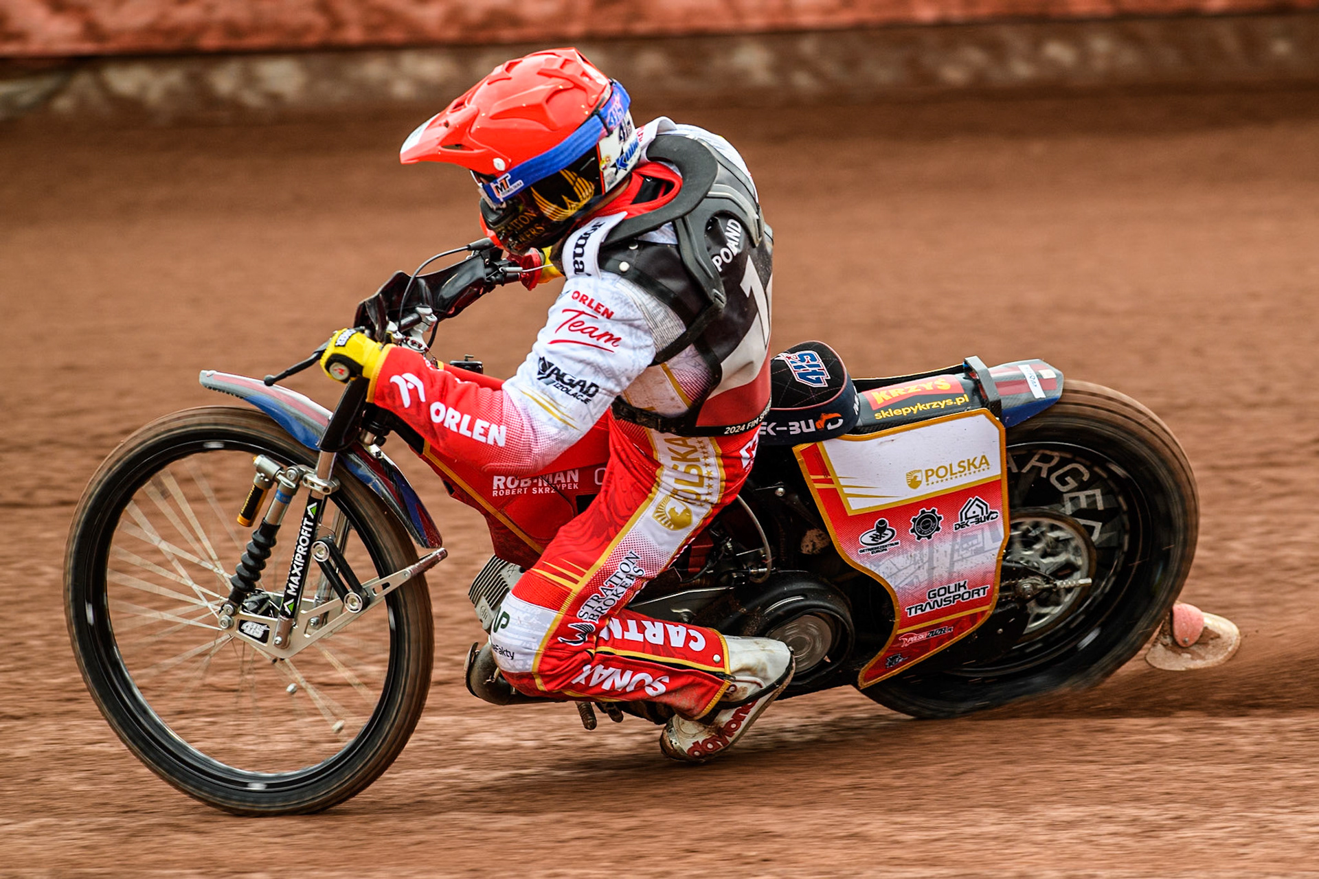 Dominik Kubera of Poland in action during the Monster Energy FIM Speedway of Nations Semi-Final 1 at the National Speedway Stadium, Manchester on Tuesday 9th July 2024. (Photo: Ian Charles | MI News)