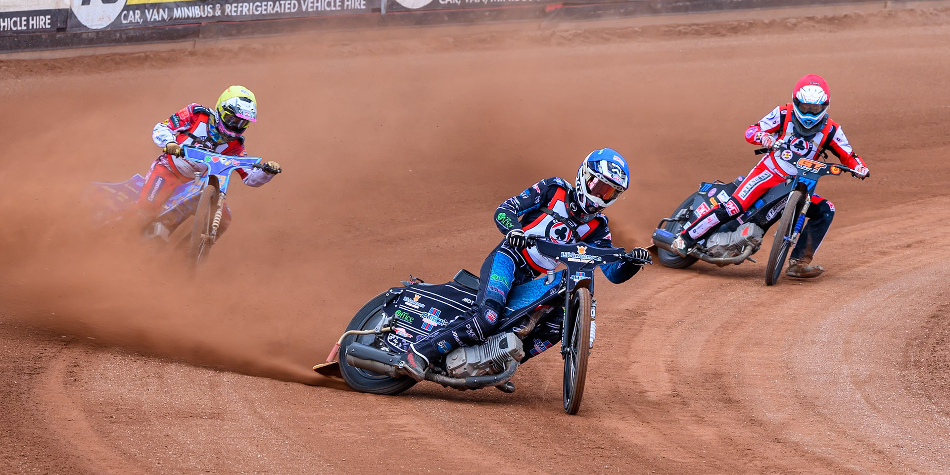 JR ASHWORTH &amp; SONS COLTS ACADEMY INDIVIDUALFreddy Hodder in Blue leading Stene Pijper in Yellow and Billy Budd  in Red during the JR Ashworth &amp; Sons Colts Individual at the National Speedway Stadium, Manchester on Sunday 10th May 2026. (Photo: Ian Charles | MI News)