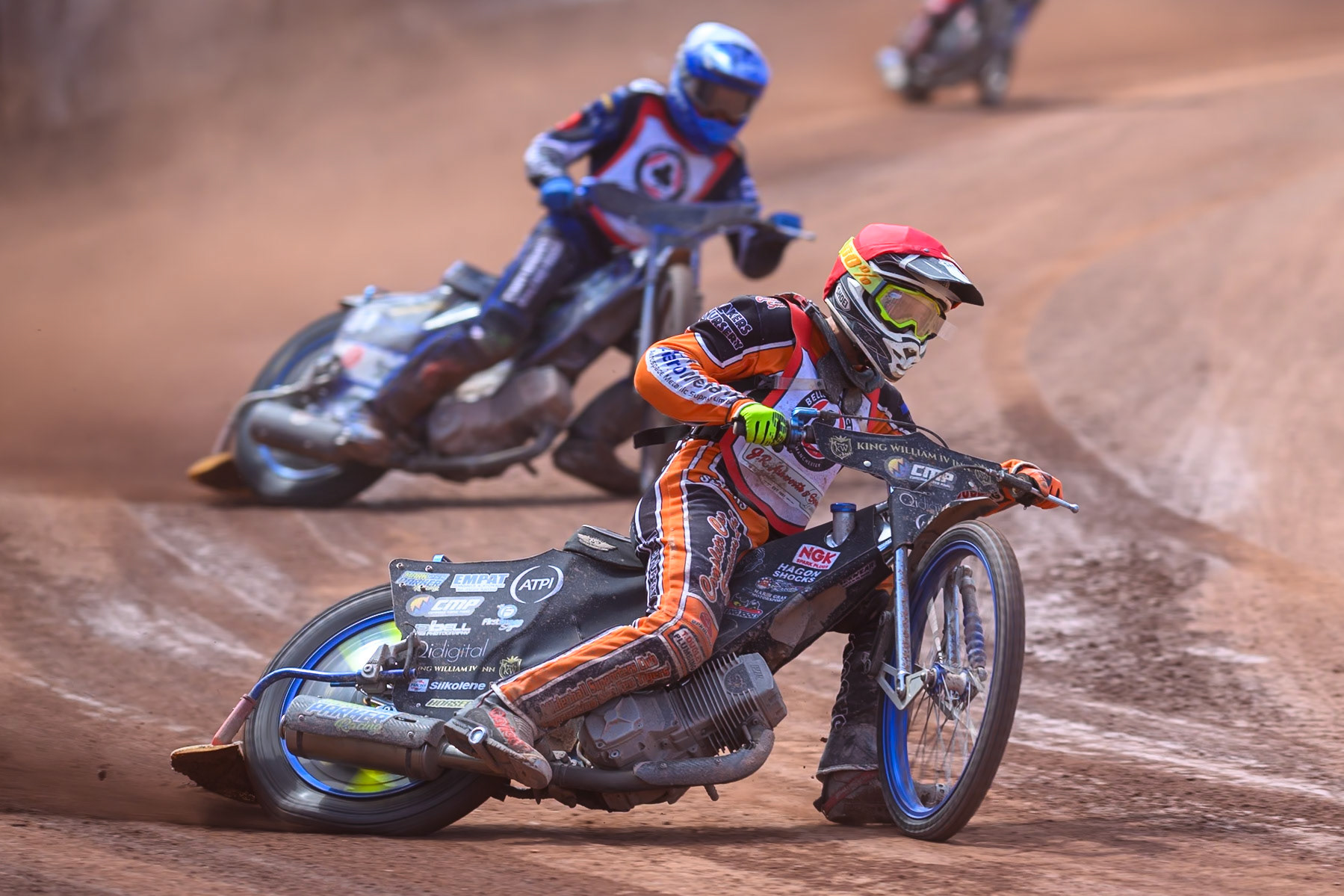 COLTS ACADEMY INDIVIDUAL EVENT Mark Parker in Red leading Charlie Southwick in White during the JR Ashworth &amp; Sons Colts Academy Event at the National Speedway Stadium, Manchester on Sunday 19th July 2026. (Photo: Ian Charles | MI News)