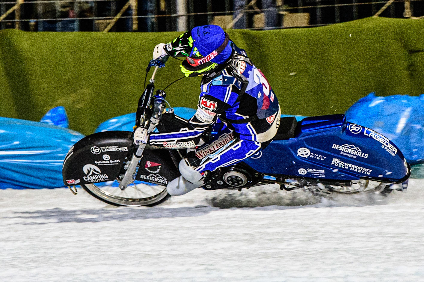 Philipp Lageder in action during the German Individual Ice Speedway Championship at Horst-Dohm-Eisstadion, Berlin on Friday 3rd March 2023. (Photo: Ian Charles | MI News)