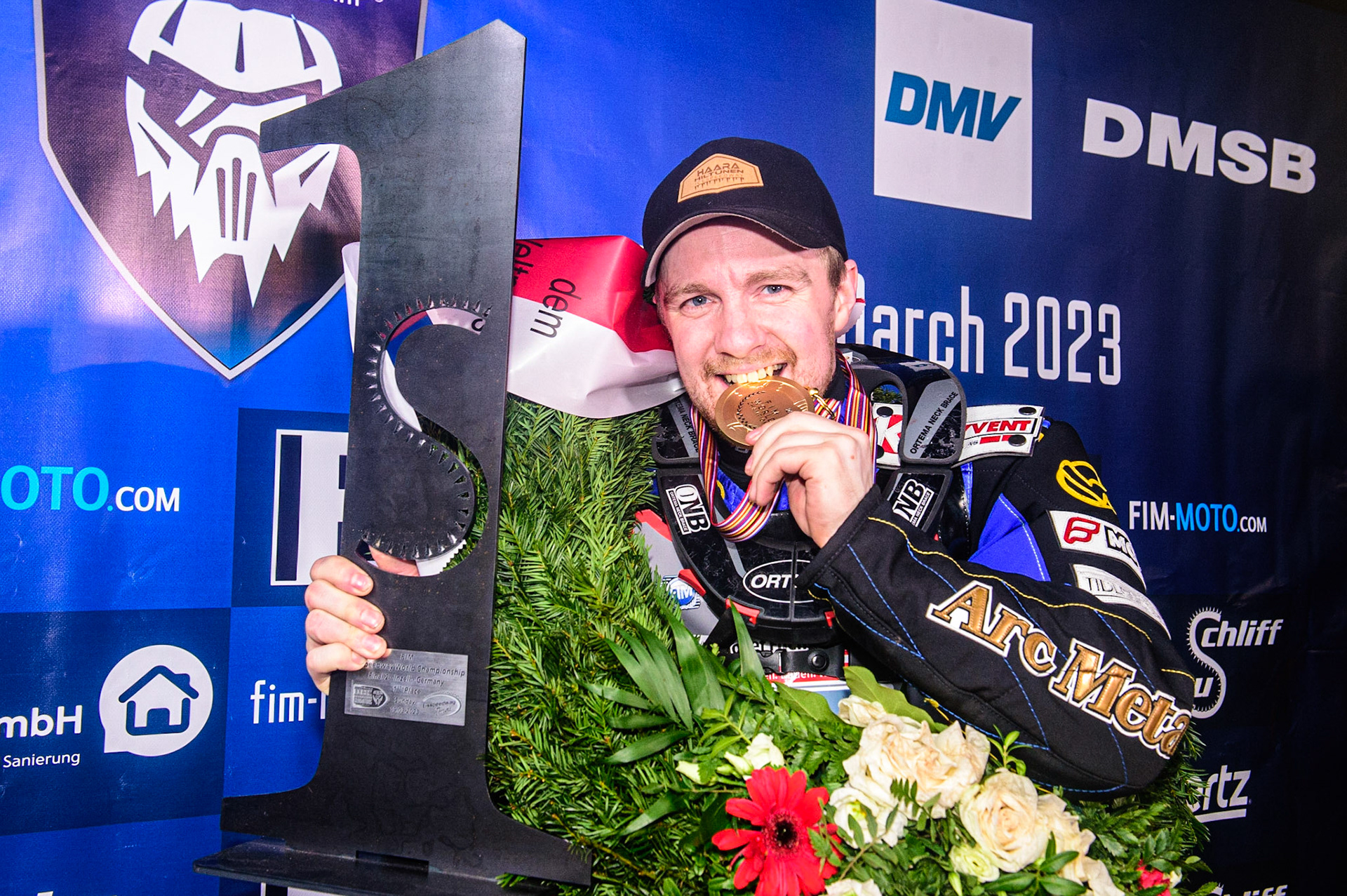 World Ice Speedway Champion Martin Haarahiltunen  during the Ice Speedway Gladiators World Championship Final 2 at Max-Aicher-Arena, Inzell, Germany on Sunday 19th March 2023. (Photo: Ian Charles | MI News)