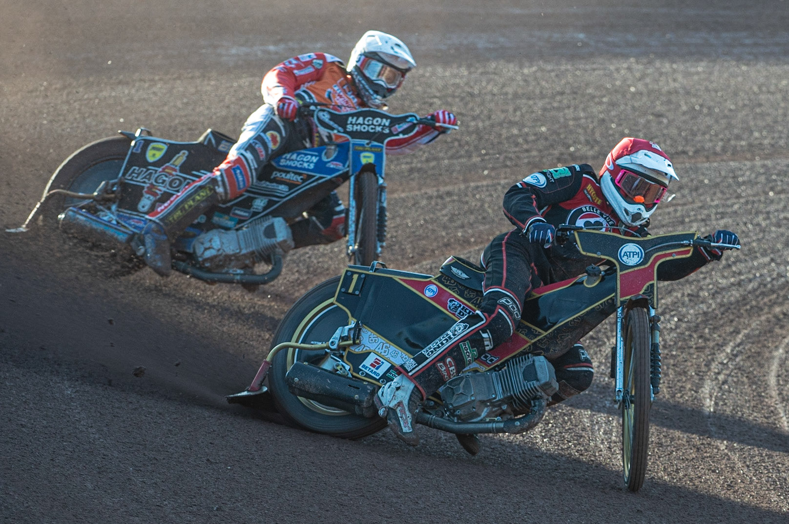 Photo: Ian Charles

Max Fricke  (Red) leads Jason Doyle  (White)

Belle Vue Aces v Swindon Robins, British Speedway Premiership, Belle Vue National Speedway Stadium, Manchester, Monday 20  May  2019