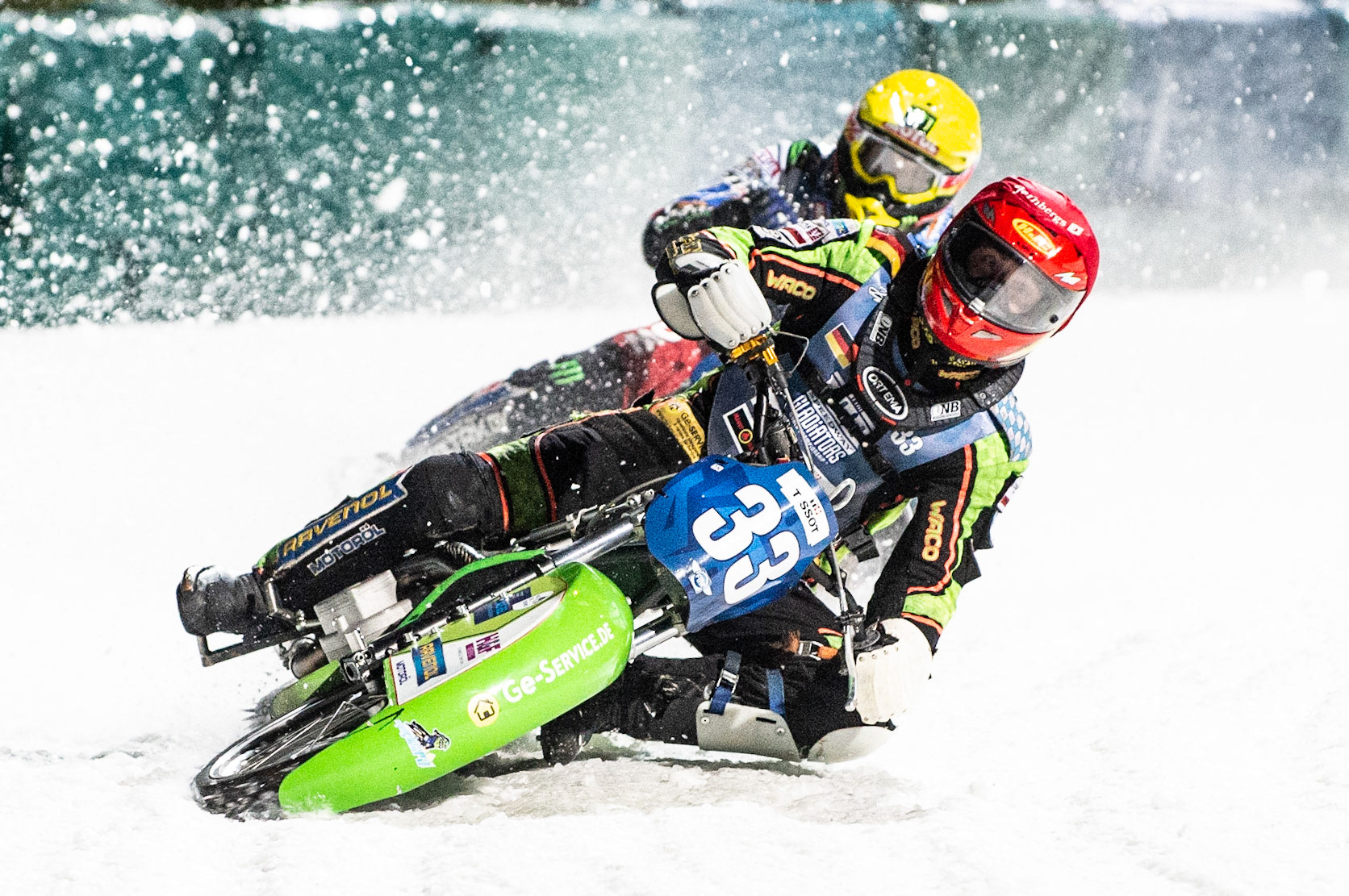 Photo: Ian Charles

Johann Weber (33) leads Dmitri Koltakov (106) (Yellow)

FIM Ice Speedway Gladiators World Championship, Final 3.1, Horst-Dohm Eisstadion, Berlin, Germany Saturday  2  March  2019