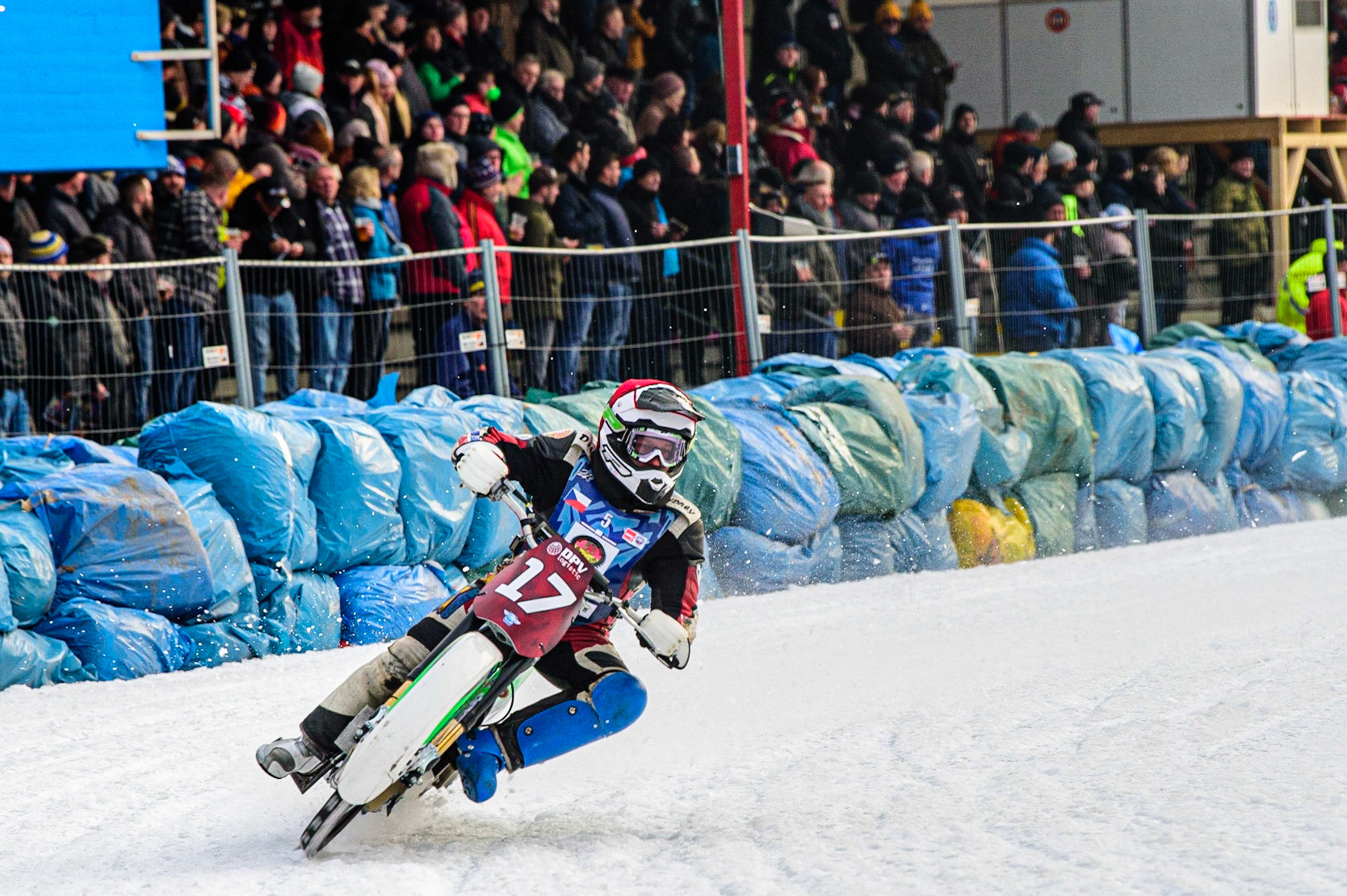 Andrej Divis in action during the German Individual Ice Speedway Championship at Horst-Dohm-Eisstadion, Berlin on Friday 3rd March 2023. (Photo: Ian Charles | MI News)