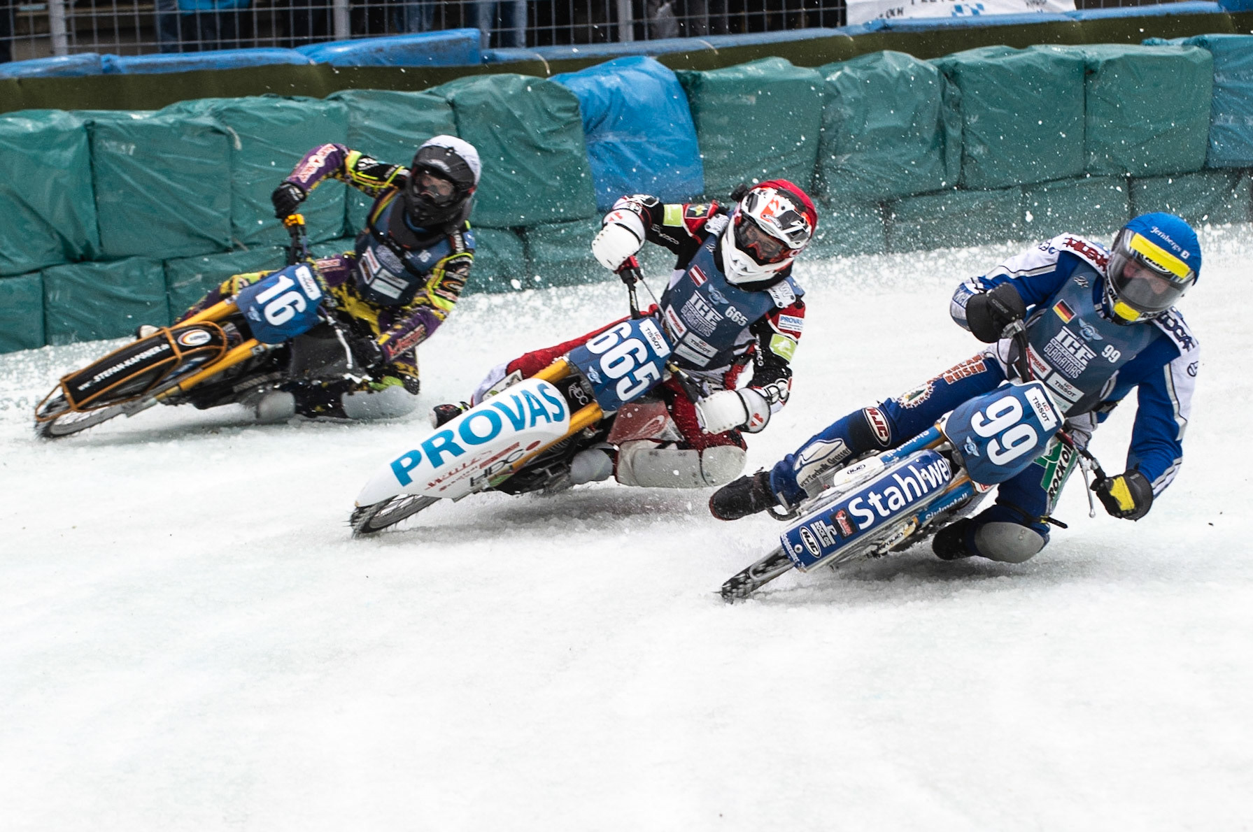 Photo: Ian Charles

Stefan Pletschacher (99) inside Charly Ebner (665) and Tobias Busch (16)

FIM Ice Speedway Gladiators World Championship, Final 3.2, Horst-Dohm Eisstadion, Berlin, Germany Sunday  3  March  2019