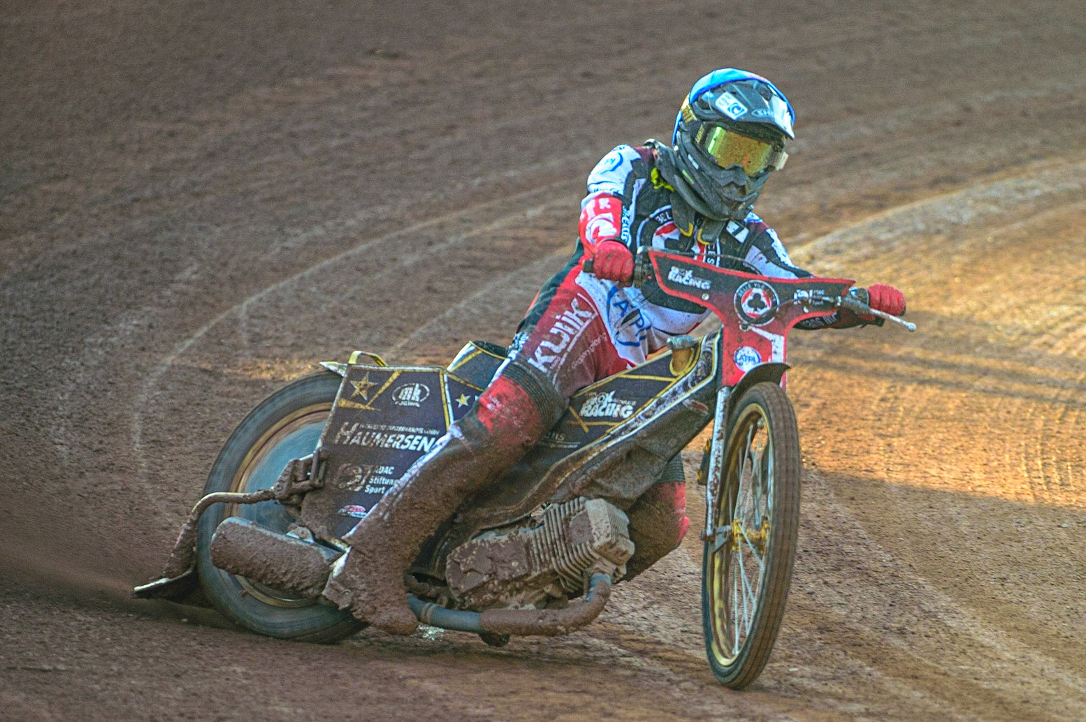 Norick Blodorn  in action  for Belle Vue ATPI Aces  during the SGB Premiership match between Belle Vue Aces and Ipswich Witches at the National Speedway Stadium, Manchester on Monday 8th August 2022. (Credit: Ian Charles | MI News)