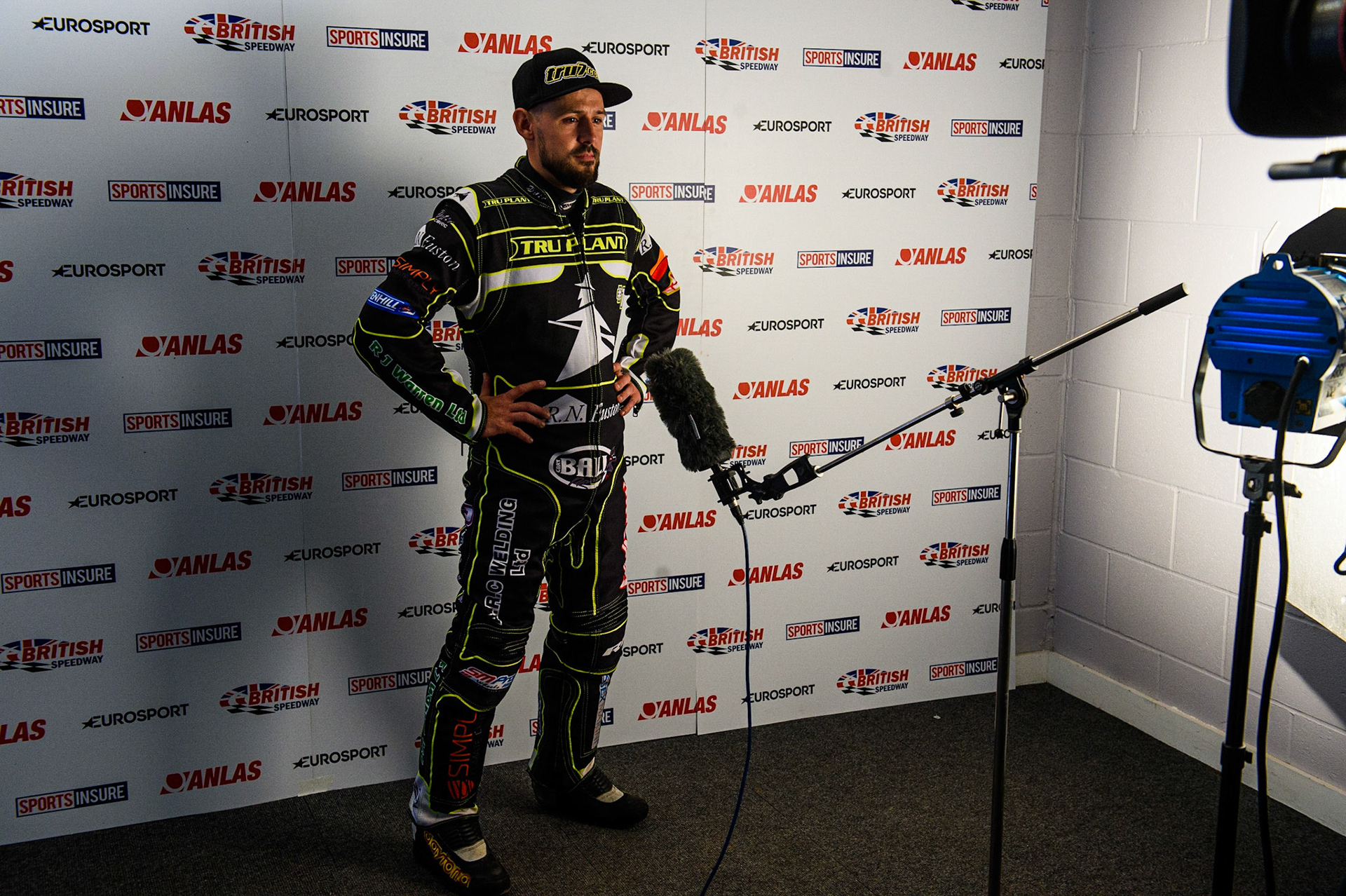Photo: Ian CharlesDanny King gives a TV InterviewDiscovery Networks Eurosport Speedway Season Launch, National Speedway Stadium, Manchester Wednesday  12  May  2021