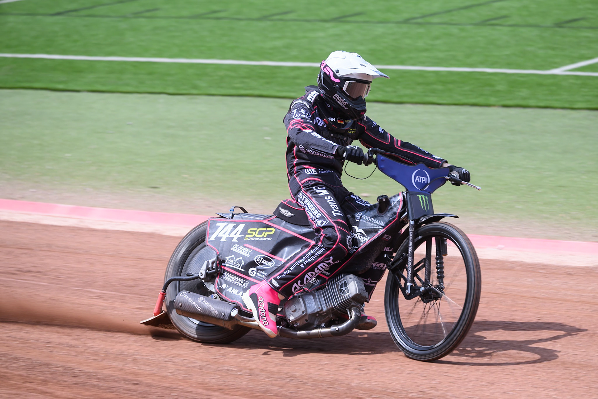 Kai Huckenbeck (744) of Germany in practice  during the ATPI FIM Speedway Grand Prix Round 4 at the National Speedway Stadium, Manchester, on Friday 6th June 2025. (Photo: Ian Charles | MI News)