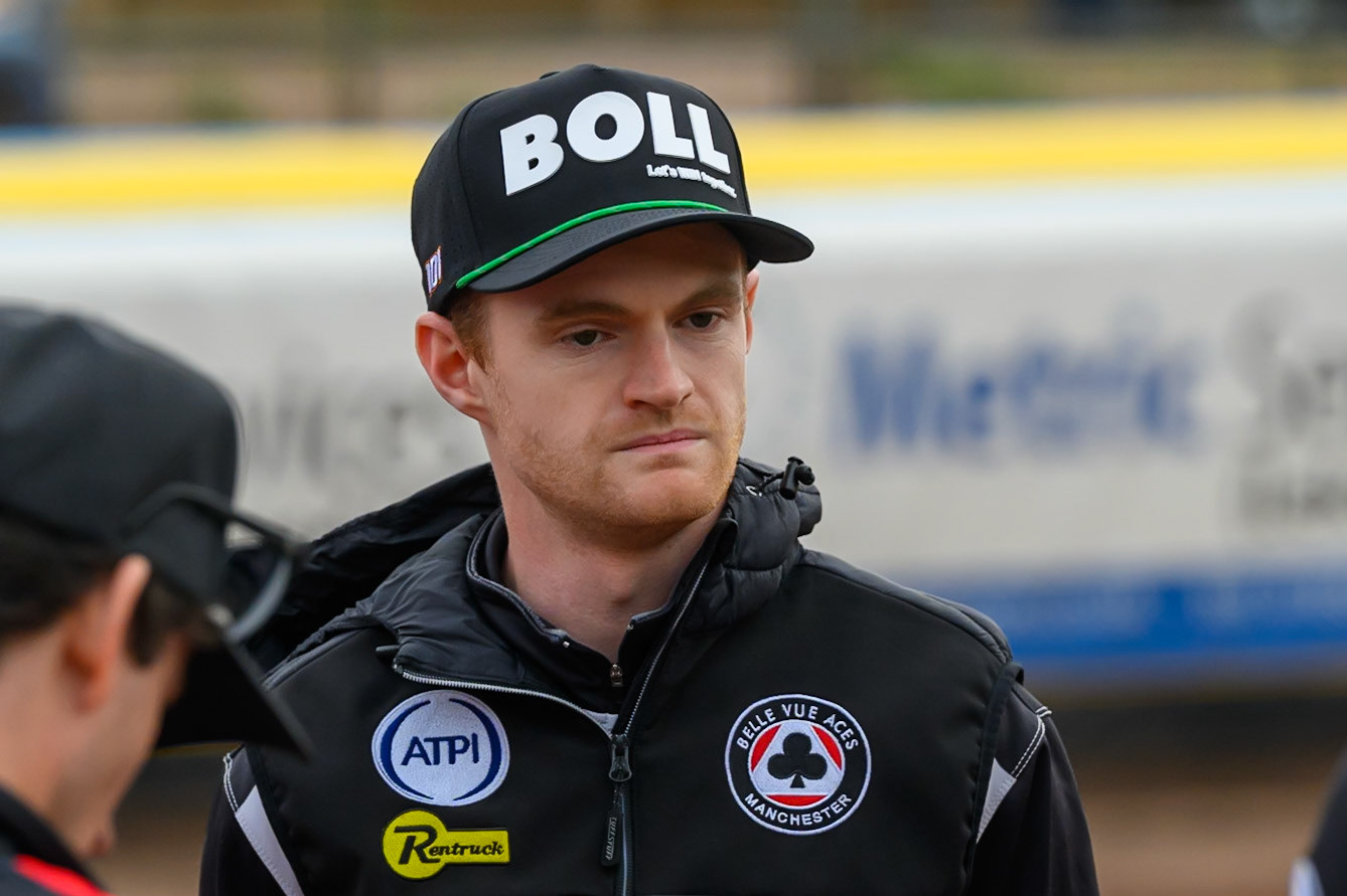 Brady Kurtz of Belle Vue Aces during the Rowe Motor Oil Premiership match between Leicester Lions and Belle Vue Aces at the Hydroscan Arena, Leicester on Monday 7th September 2026. (Photo: Ian Charles | MI News)