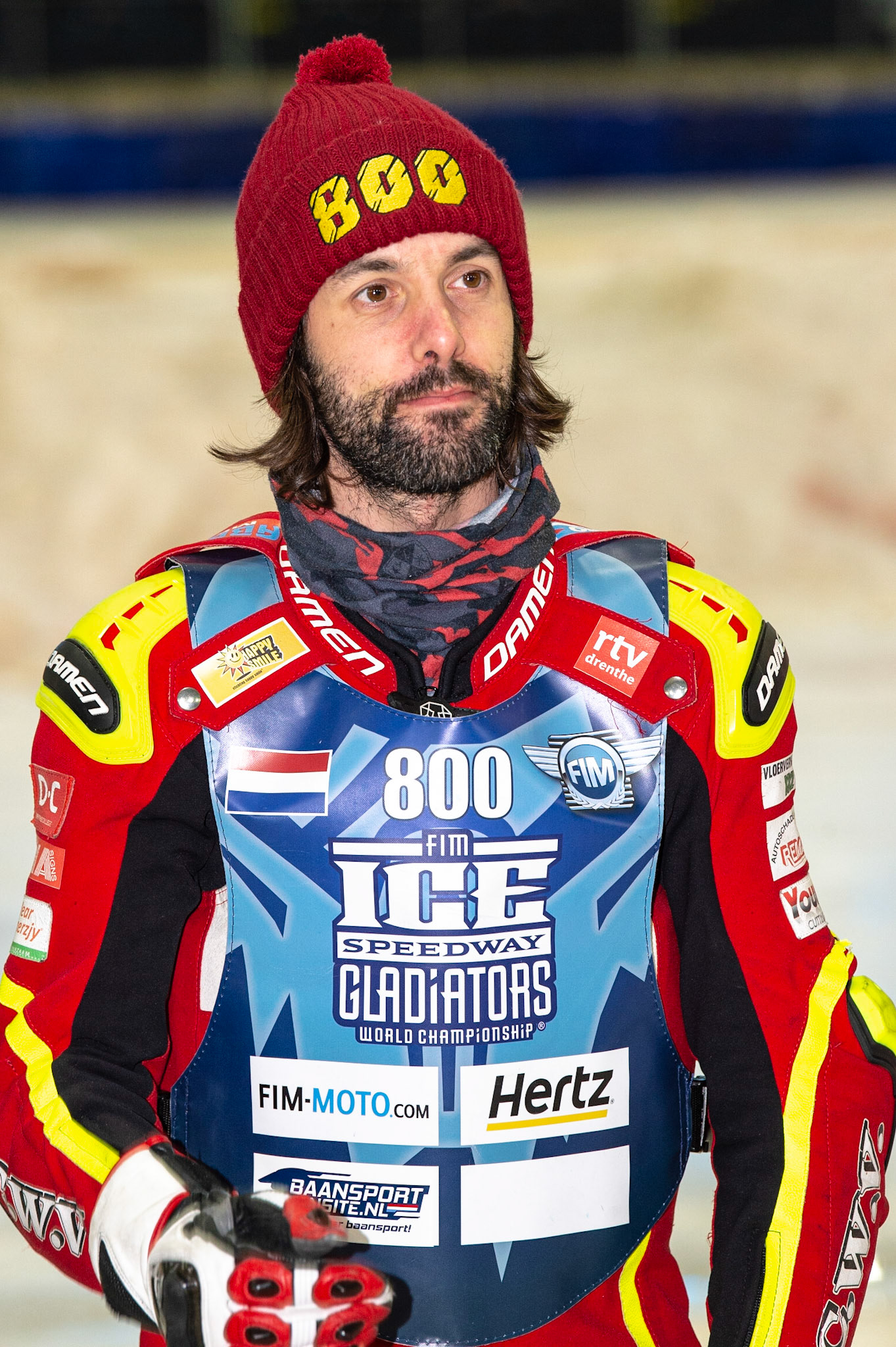 HEERENVEEN, NL. Jasper Iwema (800) (Netherlands)  during the FIM Ice Speedway Gladiators World Championship Final 3 at Ice Rink Thialf, Heerenveen on Saturday  2 April 2022. (Credit: Ian Charles | MI News)