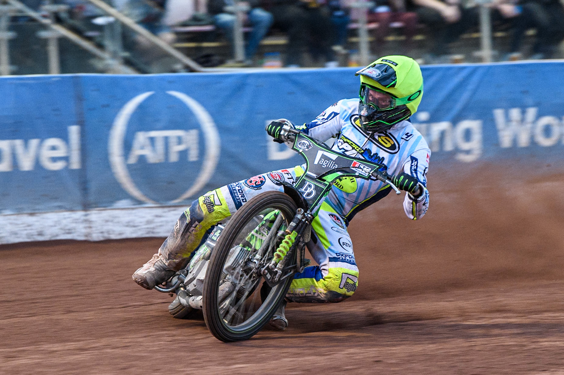 Oxford Spires' Charles Wright  in action during the Rowe Motor Oil Premiership match between Belle Vue Aces and Oxford Spires at the National Speedway Stadium, Manchester on Monday 22nd July 2024. (Photo: Ian Charles | MI News)