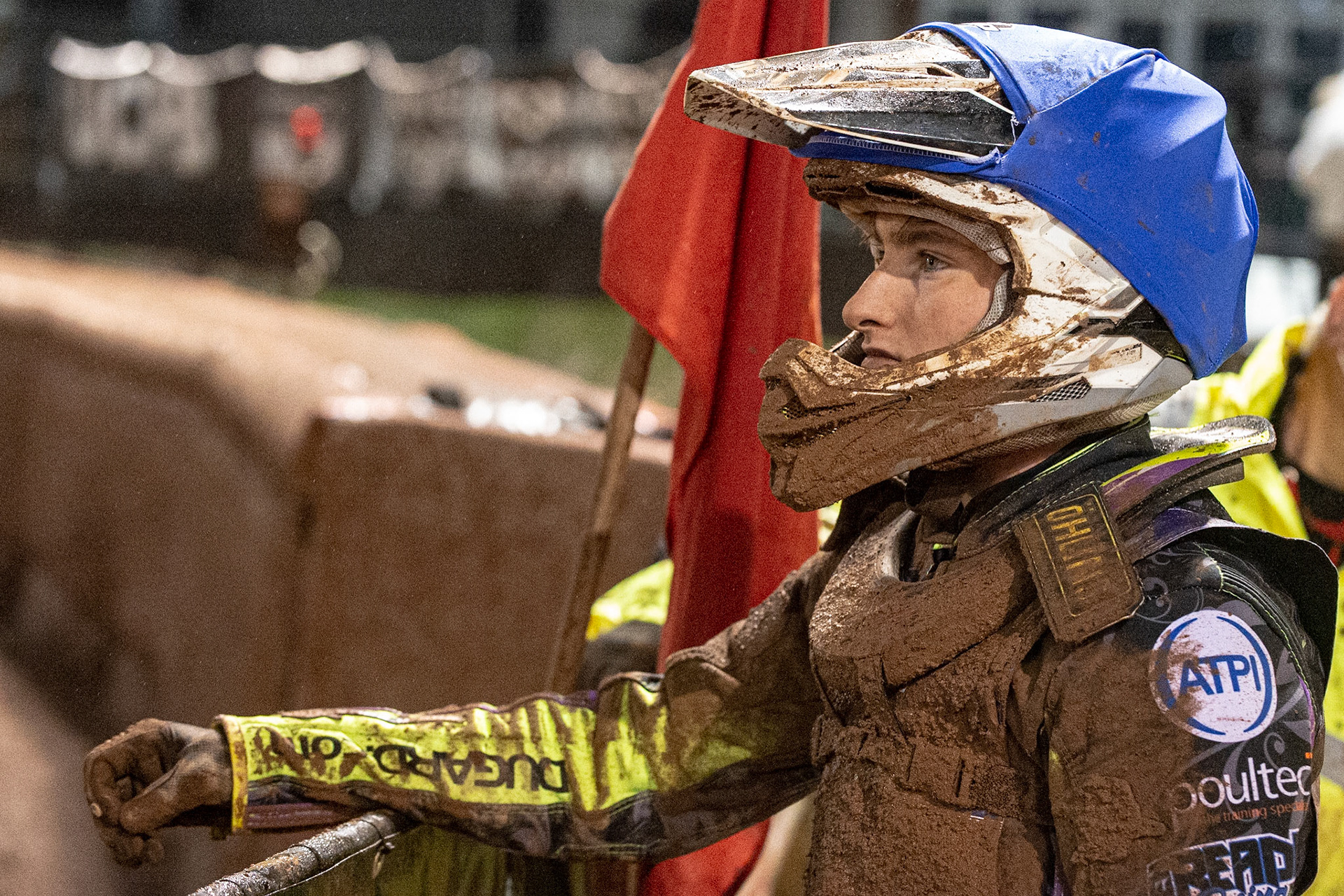 Photo: Ian CharlesTom Brennan   watches the track prepSports Insure British Speedway Championship Final, National Speedway Stadium, Manchester Monday  28  September  2020