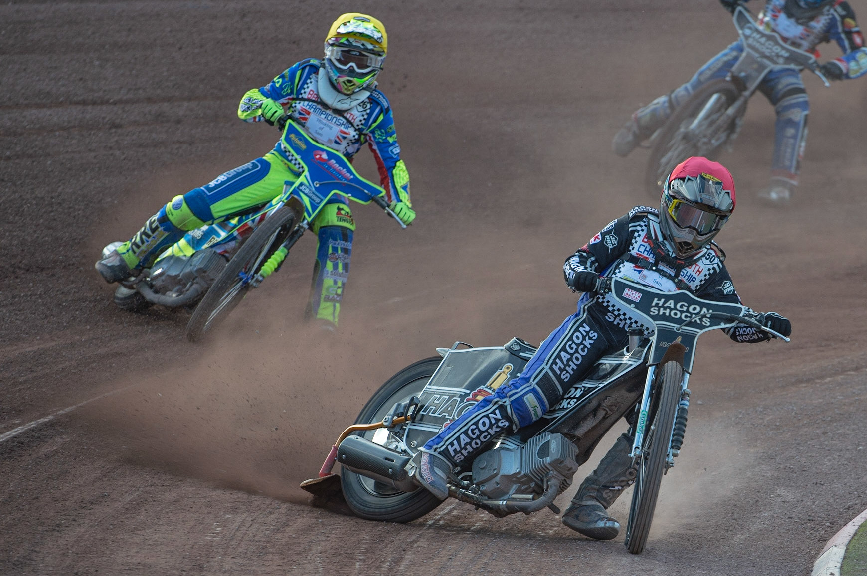 Photo: Ian Charles

Sam Hagon (Red) leads Archie Wareham (Yellow)

Summer Speed Saturday & British Youth Speedway Championship Round 5, National Speedway Stadium, Manchester, Saturday 22 June 2019