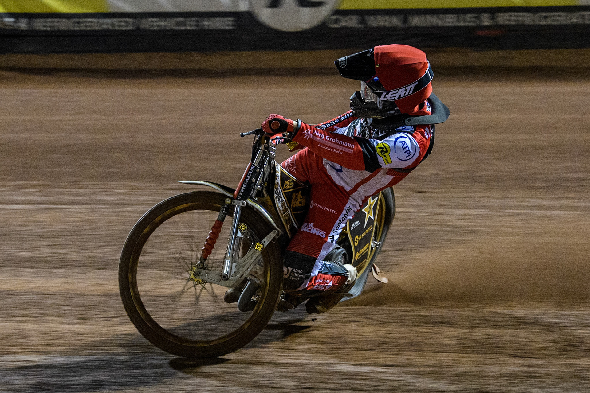 Belle Vue Aces' Norick Blodorn  in action during the Rowe Motor Oil Premiership Play Off Semi Final 2, 1st Leg match between Belle Vue Aces and Sheffield Tigers at the National Speedway Stadium, Manchester on Monday 16th September 2024. (Photo: Ian Charles | MI News)
