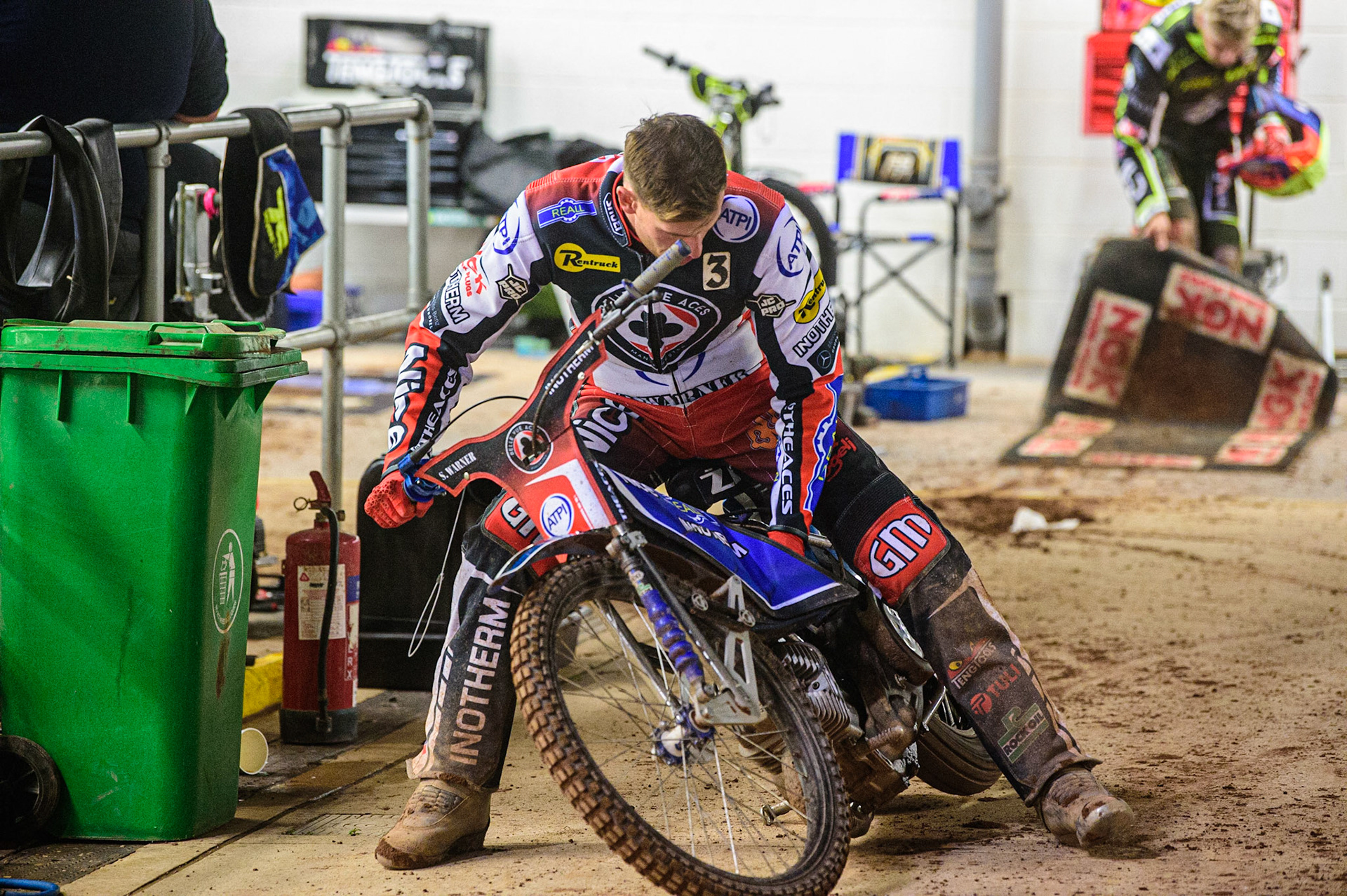 Matej Zagar  checks his second bike during the SGB Premiership Semi Final 2nd Leg between Belle Vue Aces and Ipswich Witches at the National Speedway Stadium, Manchester on Monday 3rd October 2022. (Credit: Ian Charles | MI News)