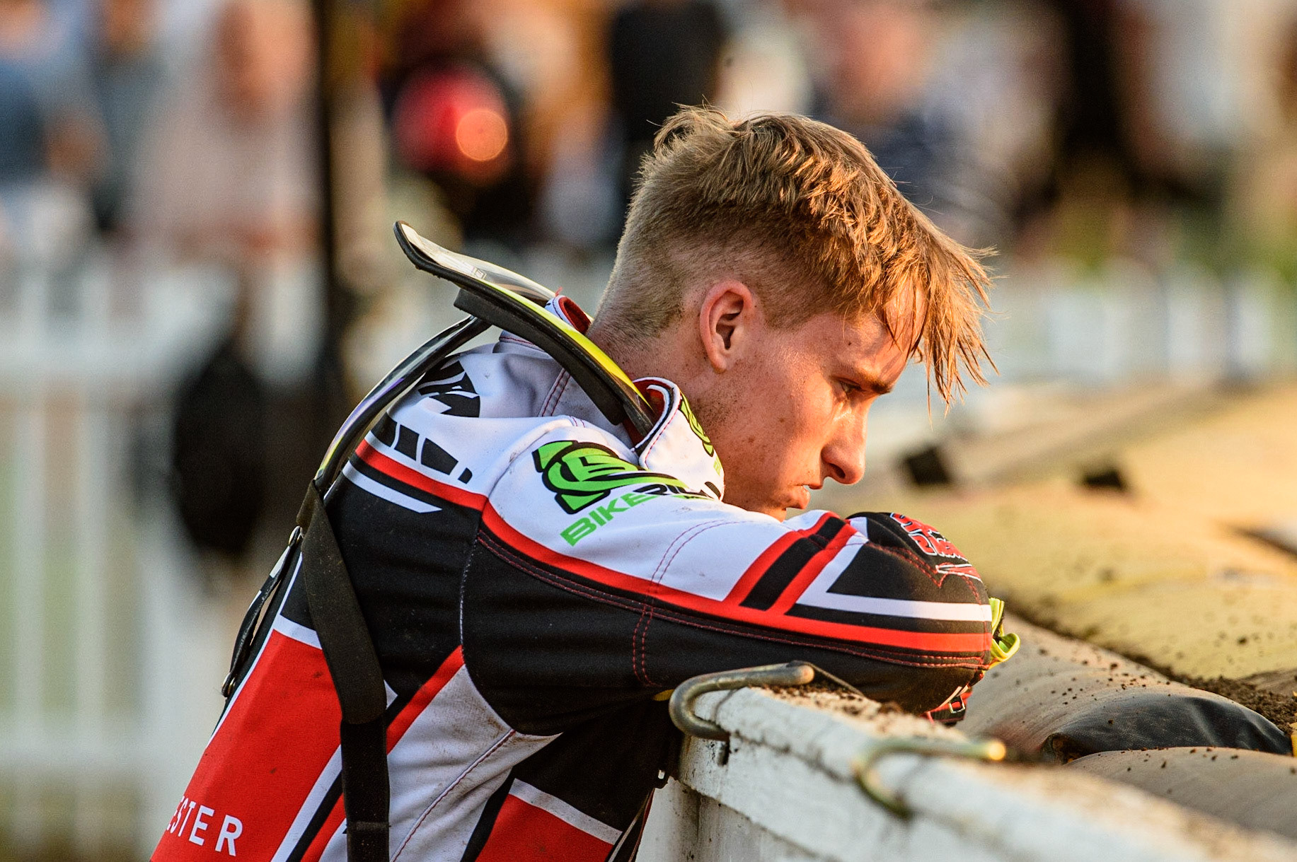 PETERBOROUGH, UK. JULY 19TH Tom Brennan  takes a breather  during the SGB Premiership match between Peterborough and Belle Vue Aces at East of England Showground, Peterborough on Monday 19th July 2021. (Credit: Ian Charles | MI News)