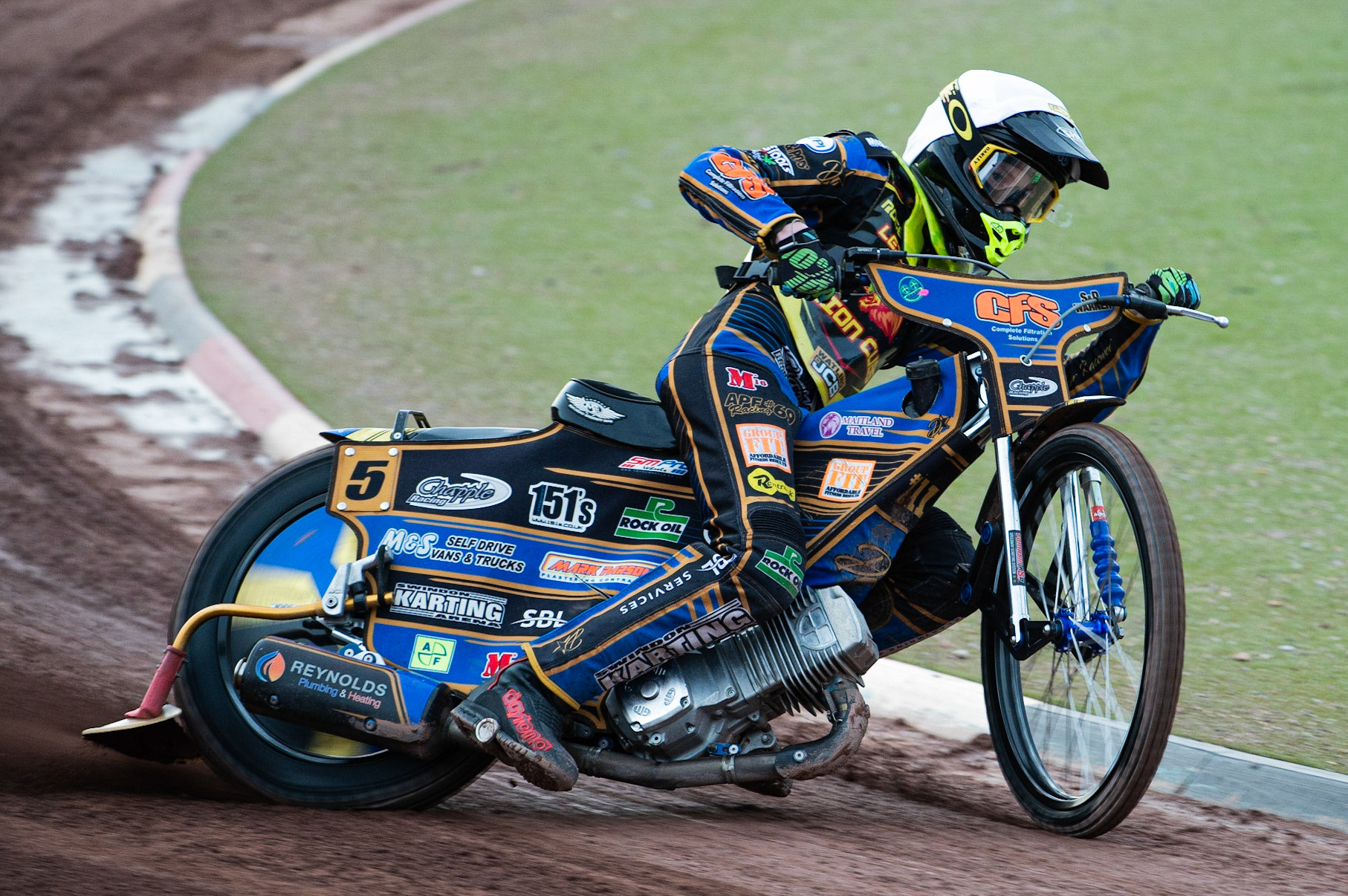 Photo: Ian Charles

Anders Rowe in action 

Belle Vue Colts v Leicester Cubs, SGB National League, Belle Vue National Speedway Stadium, Manchester, Thursday 8  August  2019