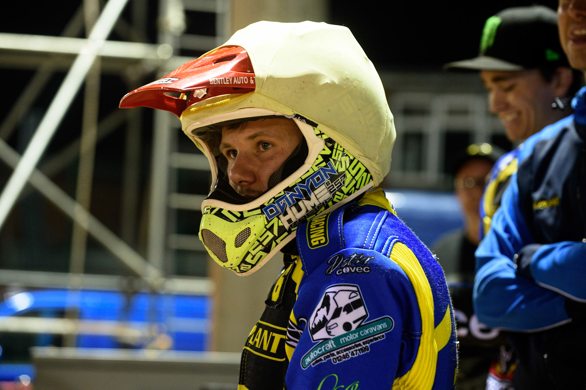 MANCHESTER, UK. SEPT 6TH  Danyon Hume  waits to go out during the SGB Premiership match between Belle Vue Aces and Sheffield Tigers at the National Speedway Stadium, Manchester on Monday 6th September 2021. (Credit: Ian Charles | MI News)
