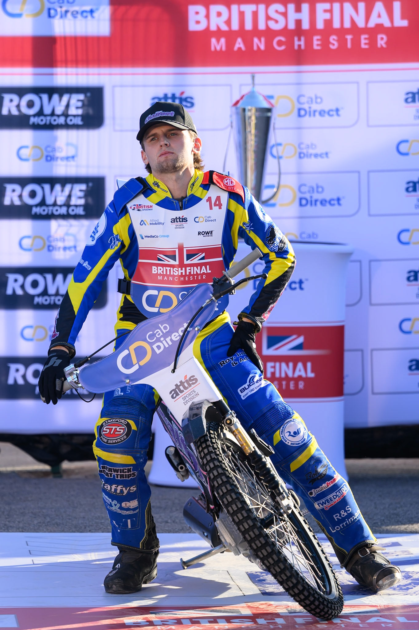 Leon Flint (14) during the Cab Direct British Speedway Championship Final at the National Speedway Stadium, Manchester on Saturday 15th August 2026. (Photo: Ian Charles | MI News)