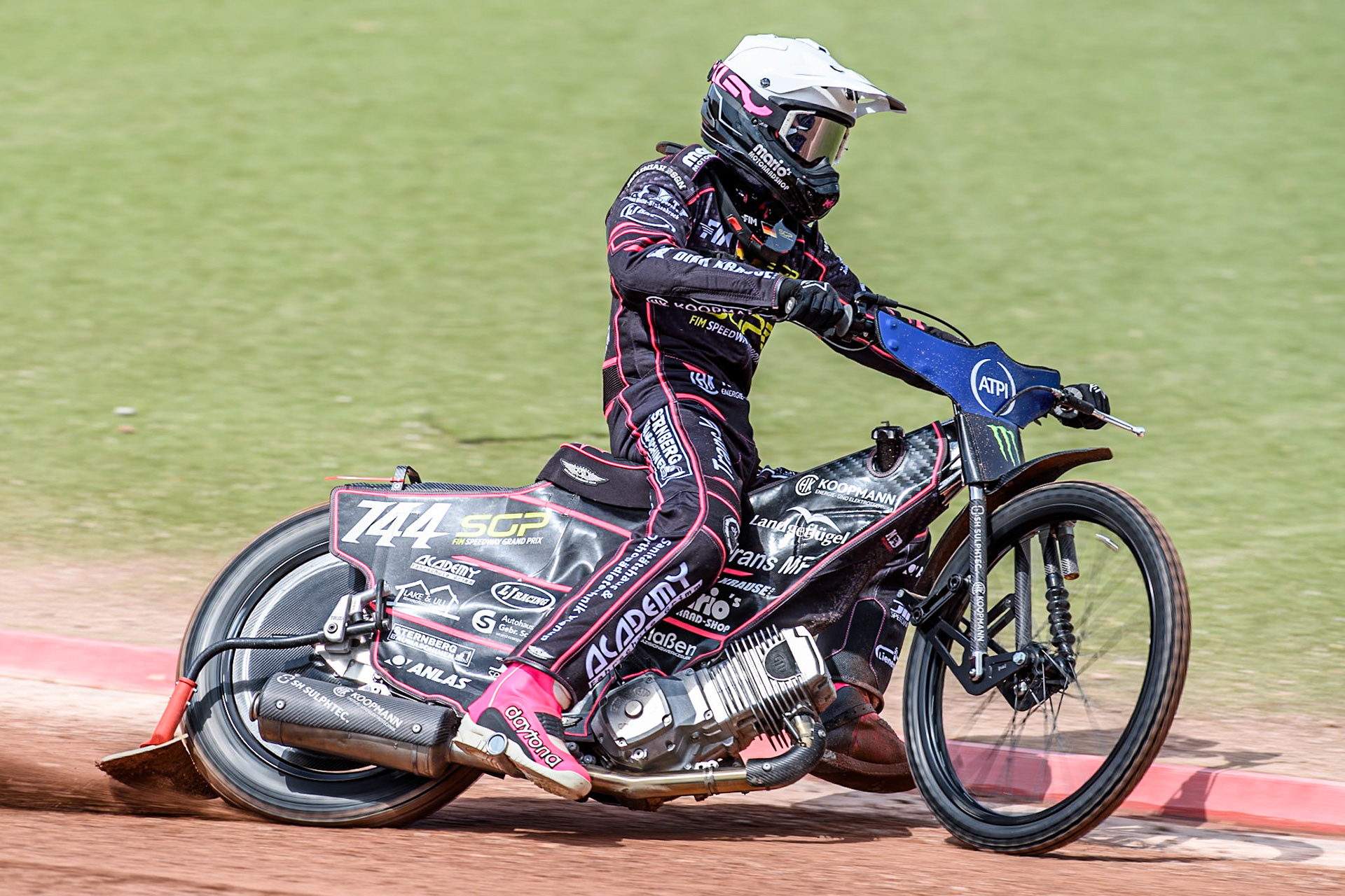 Kai Huckenbeck (744) of Germany in practice during the ATPI FIM Speedway Grand Prix Round 4 at the National Speedway Stadium, Manchester, on Friday 6th June 2025. (Photo: Ian Charles | MI News)