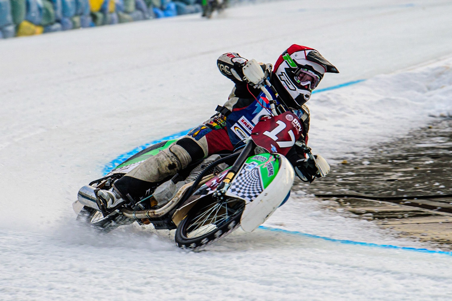 Andrej Divis in action during the German Individual Ice Speedway Championship at Horst-Dohm-Eisstadion, Berlin on Friday 3rd March 2023. (Photo: Ian Charles | MI News)