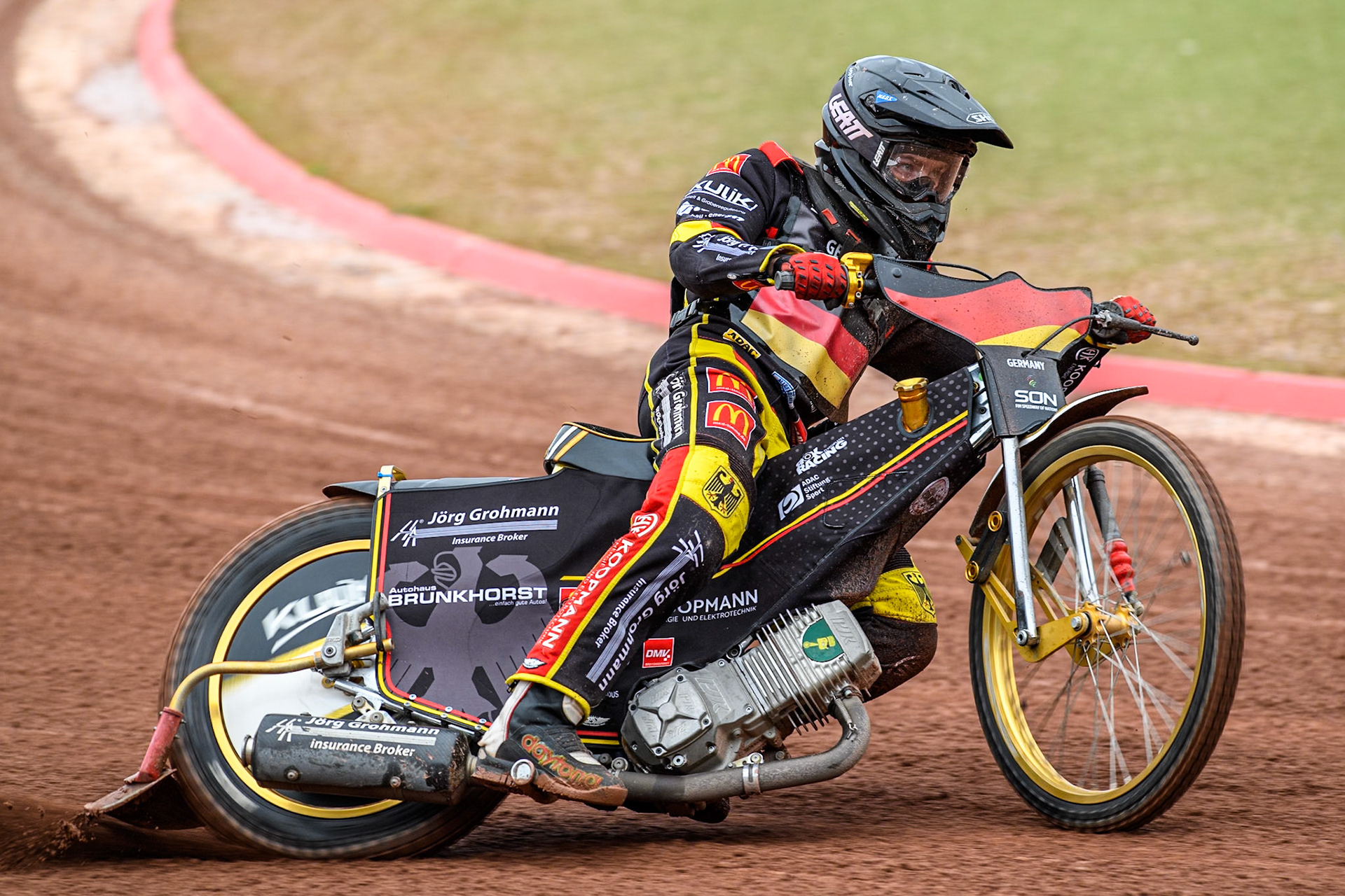 Norick Blödorn of Germany practices during the Monster Energy FIM Speedway of Nations Semi-Final 1 at the National Speedway Stadium, Manchester on Tuesday 9th July 2024. (Photo: Ian Charles | MI News)