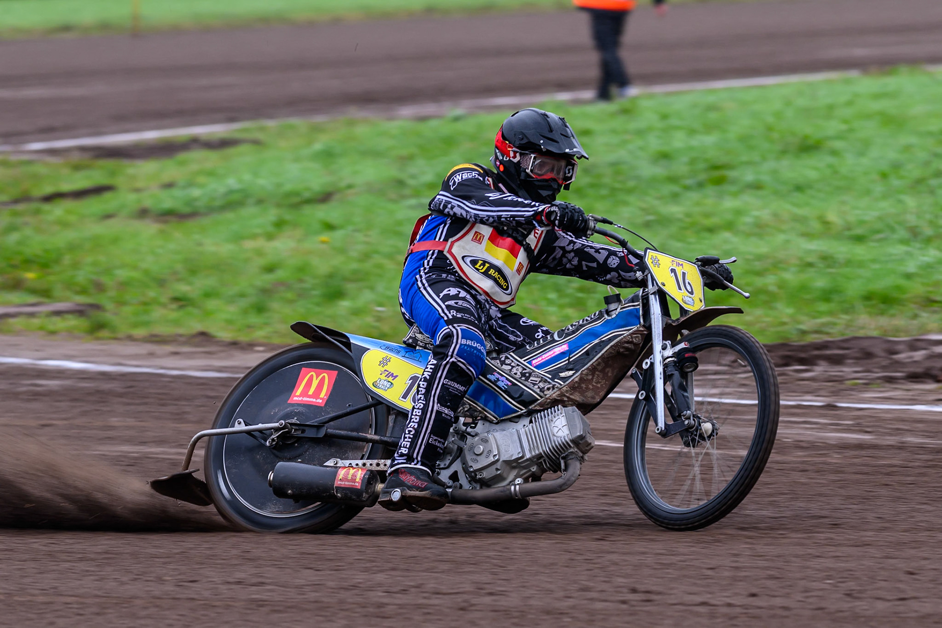 Reserve Rider Fabian Wachs of Germany practices during the FIM Long Track World Championship Final 4, at the Speed Centre Roden, Netherlands on Sunday 21st September 2025. (Photo: Ian Charles | MI News)